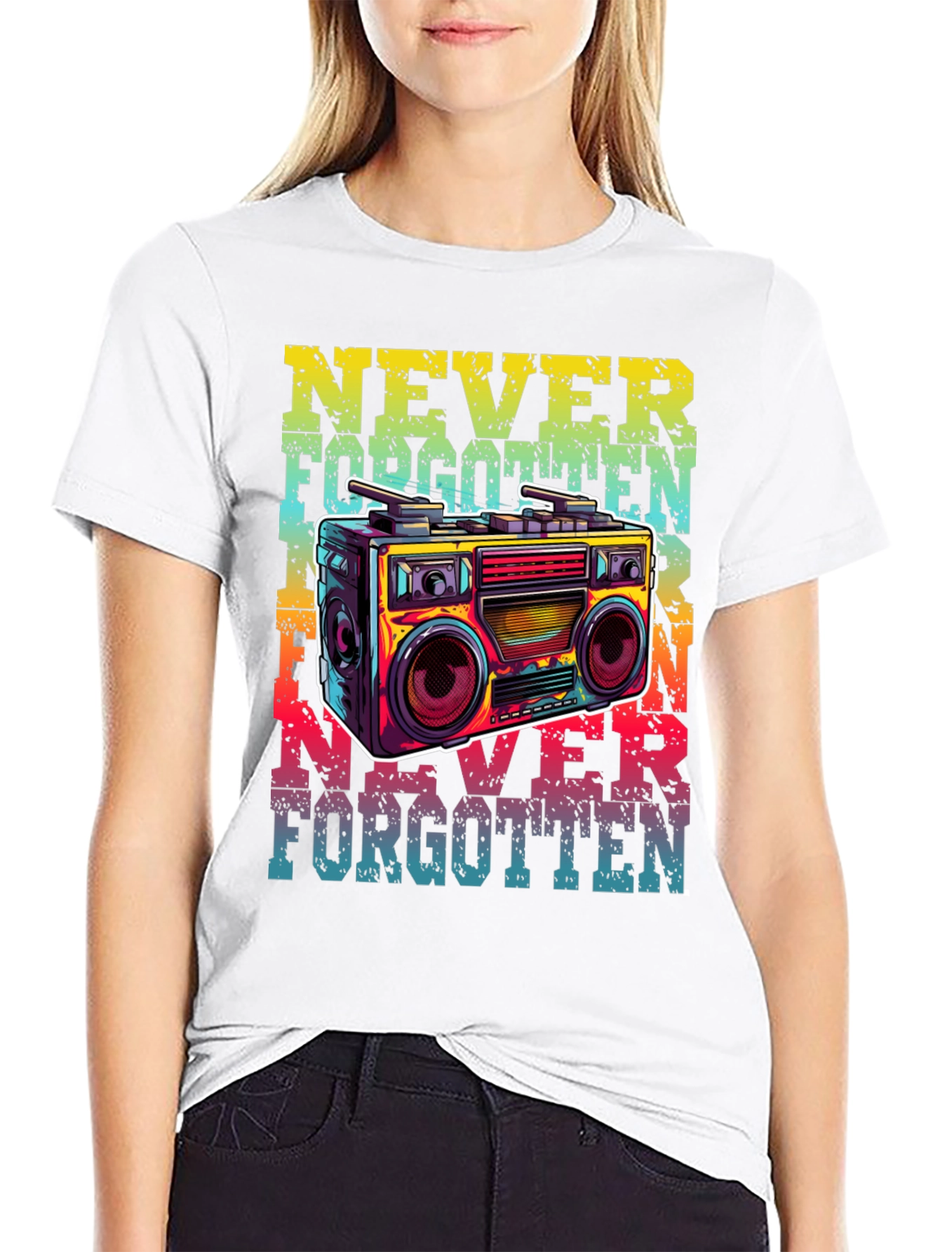 Retro Boombox Graphic T-Shirt - Never Forgotten Tee