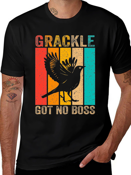 Grackle Got No Boss Tee Retro Bird Lover Shirt