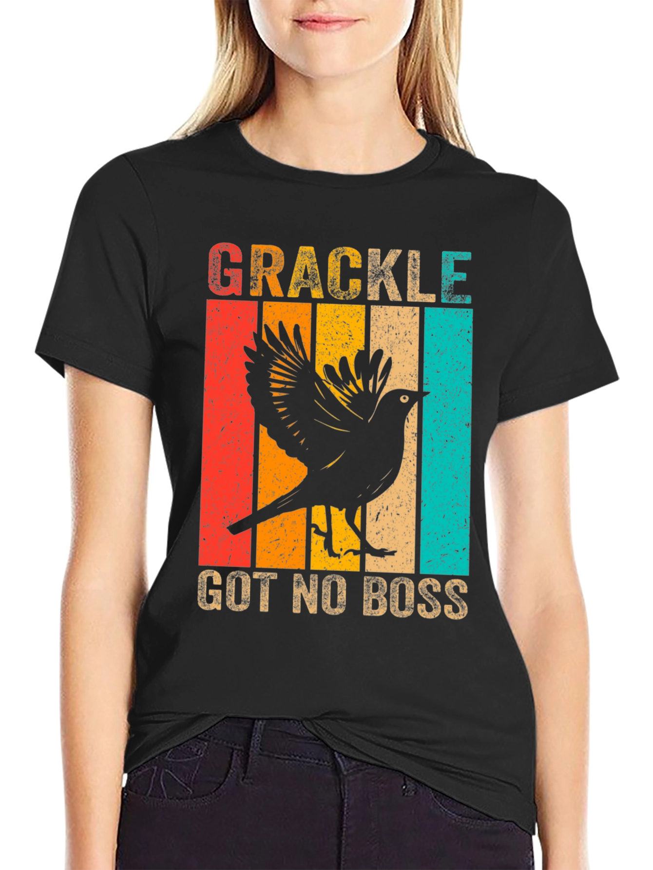 Grackle Got No Boss Tee Retro Bird Lover Shirt