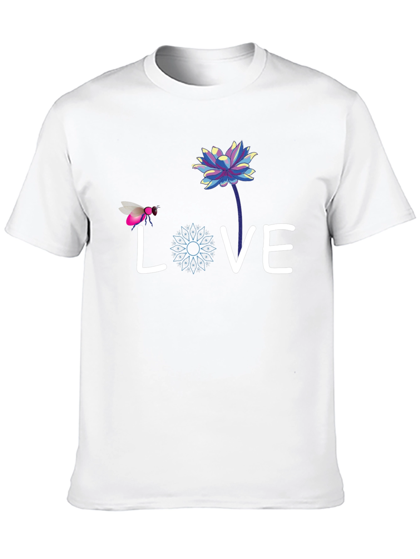 Love Bee Lotus Graphic Tee - Black Cotton