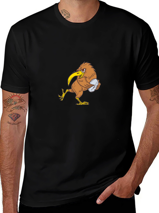 Kiwi Bird Rugby T-Shirt - Black Cotton Tee