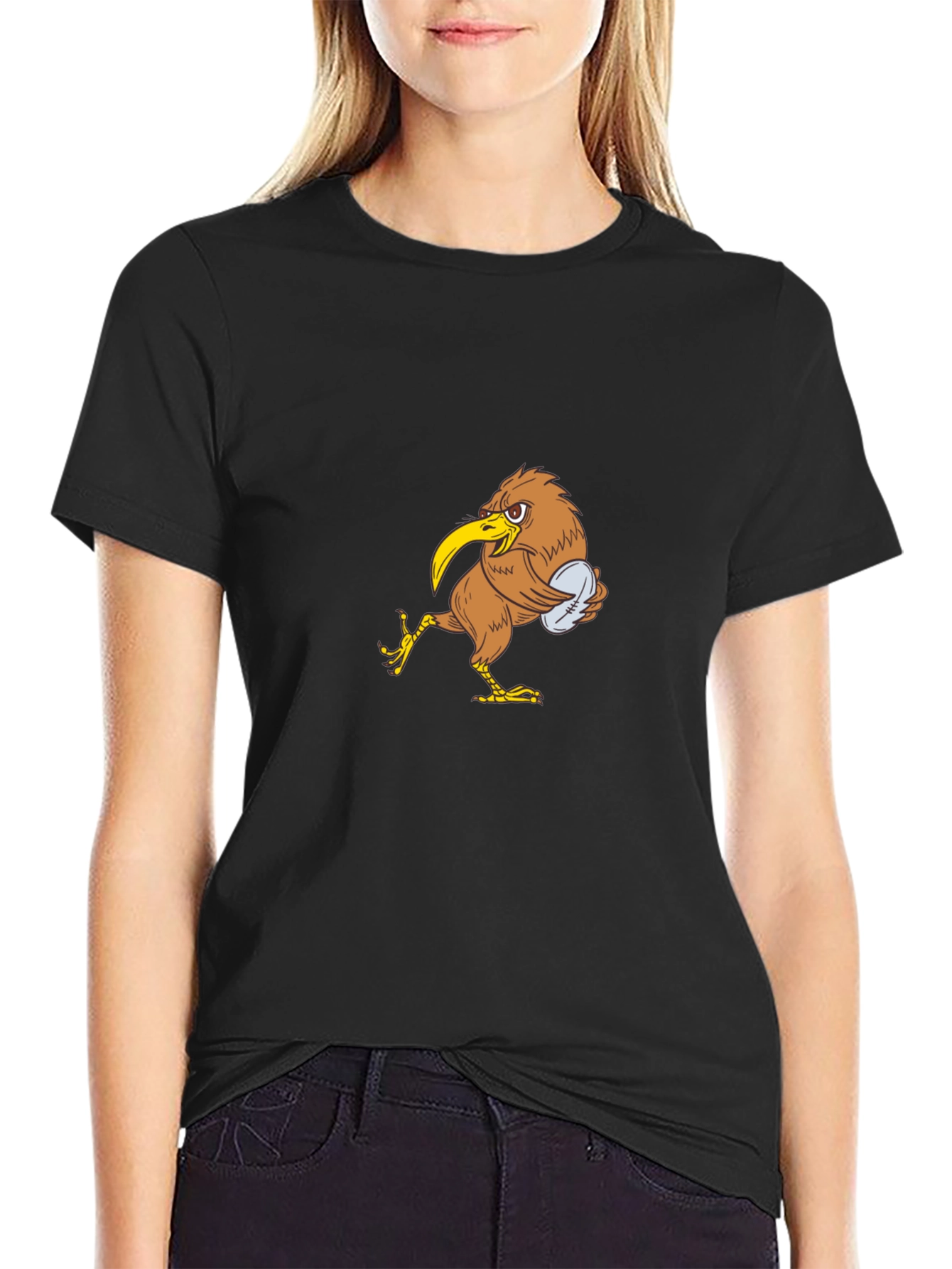 Kiwi Bird Rugby T-Shirt - Black Cotton Tee