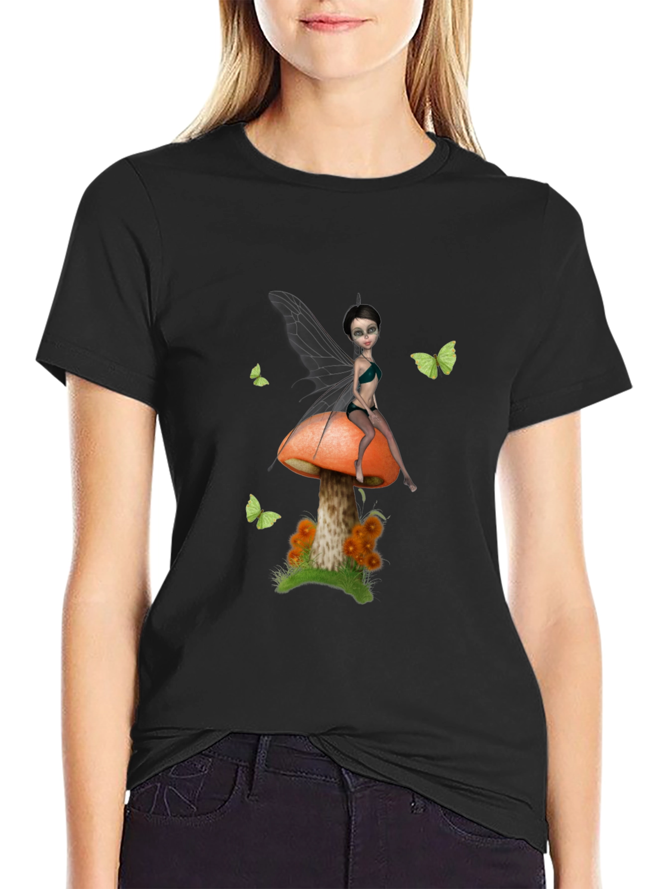 Fairy on Mushroom Graphic T-Shirt