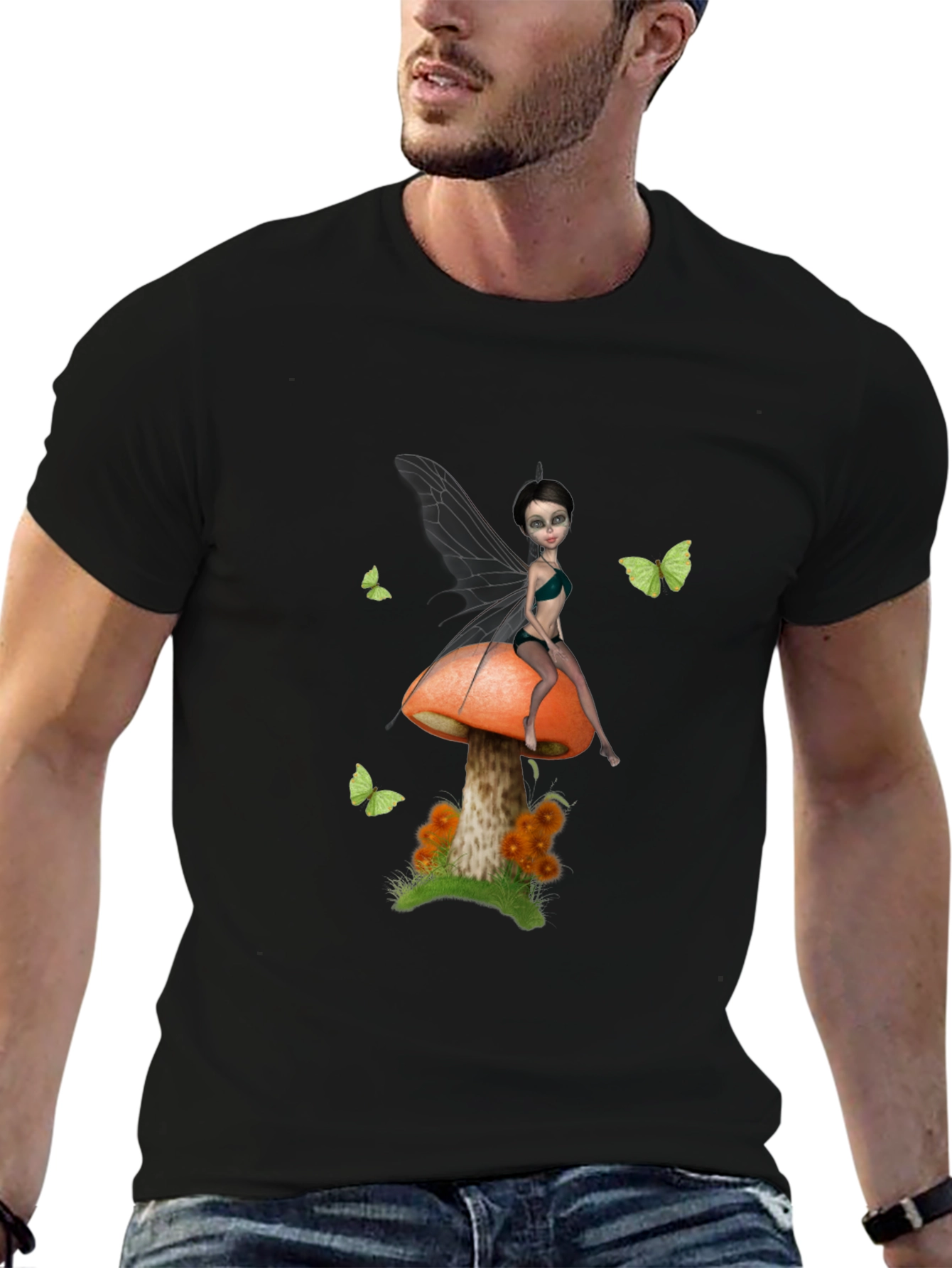 Fairy on Mushroom Graphic T-Shirt