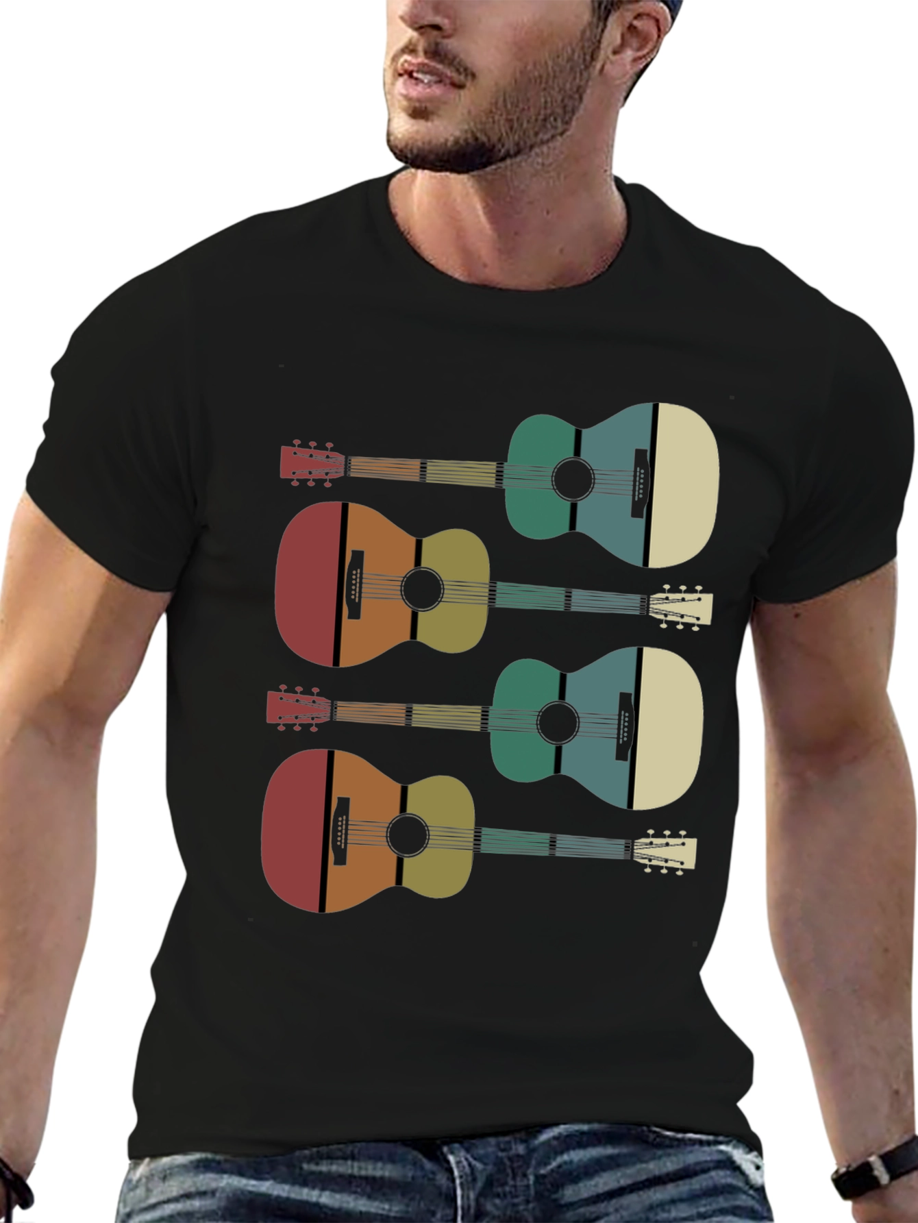 Retro Guitar Graphic Tee - Music Lover Shirt