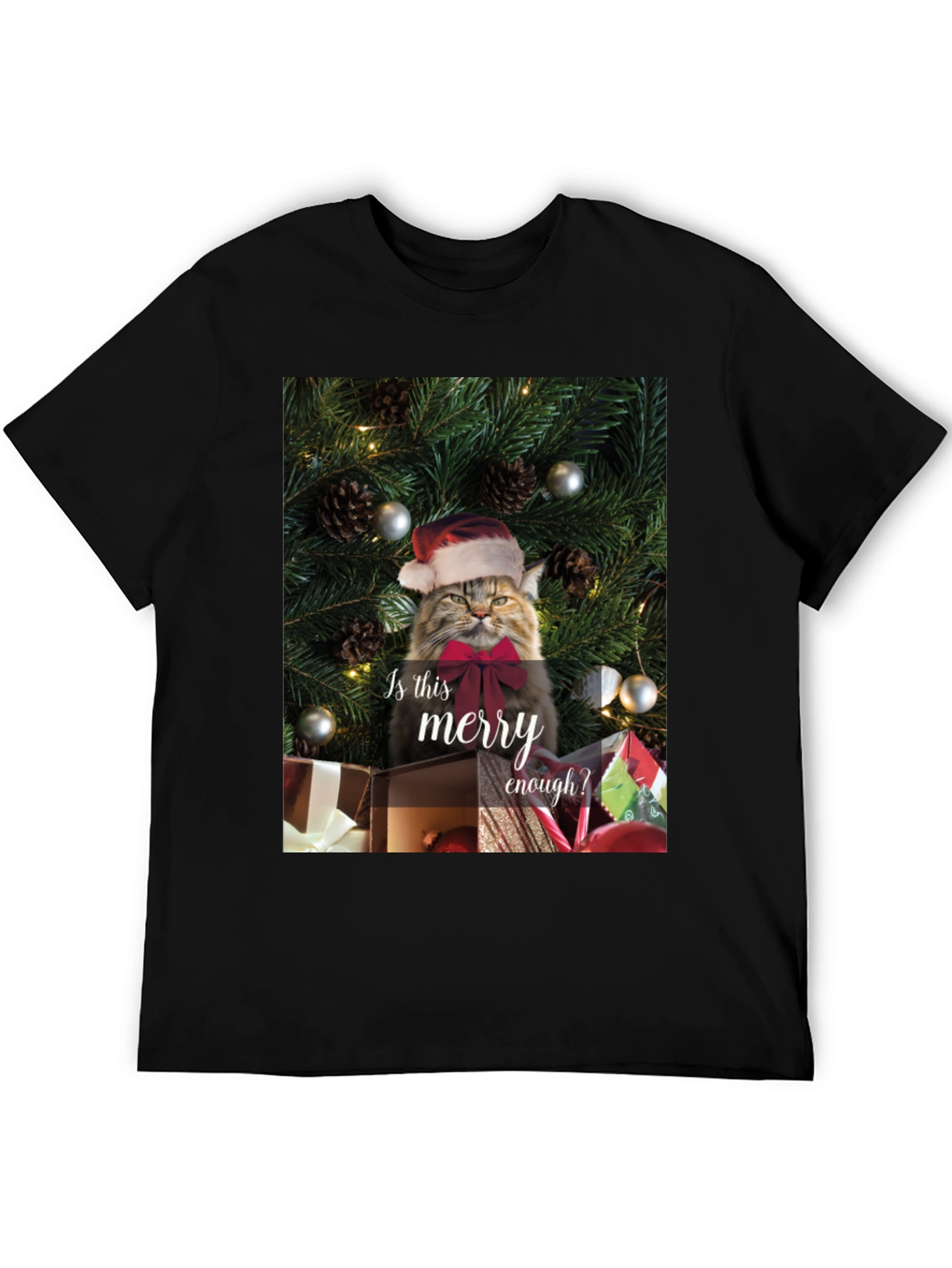 Merry Cat Christmas T-Shirt - Holiday Humor