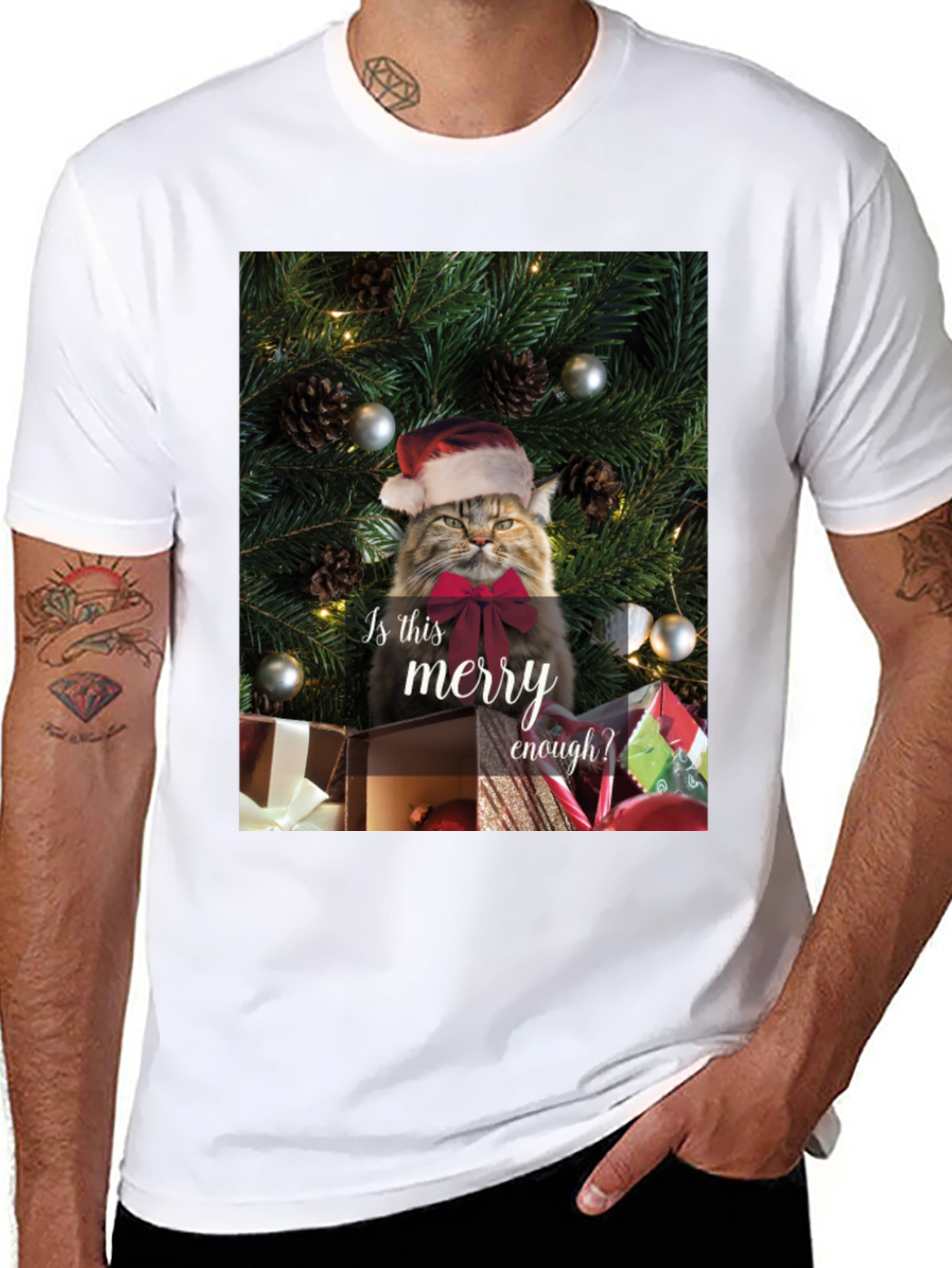 Merry Cat Christmas T-Shirt - Holiday Humor