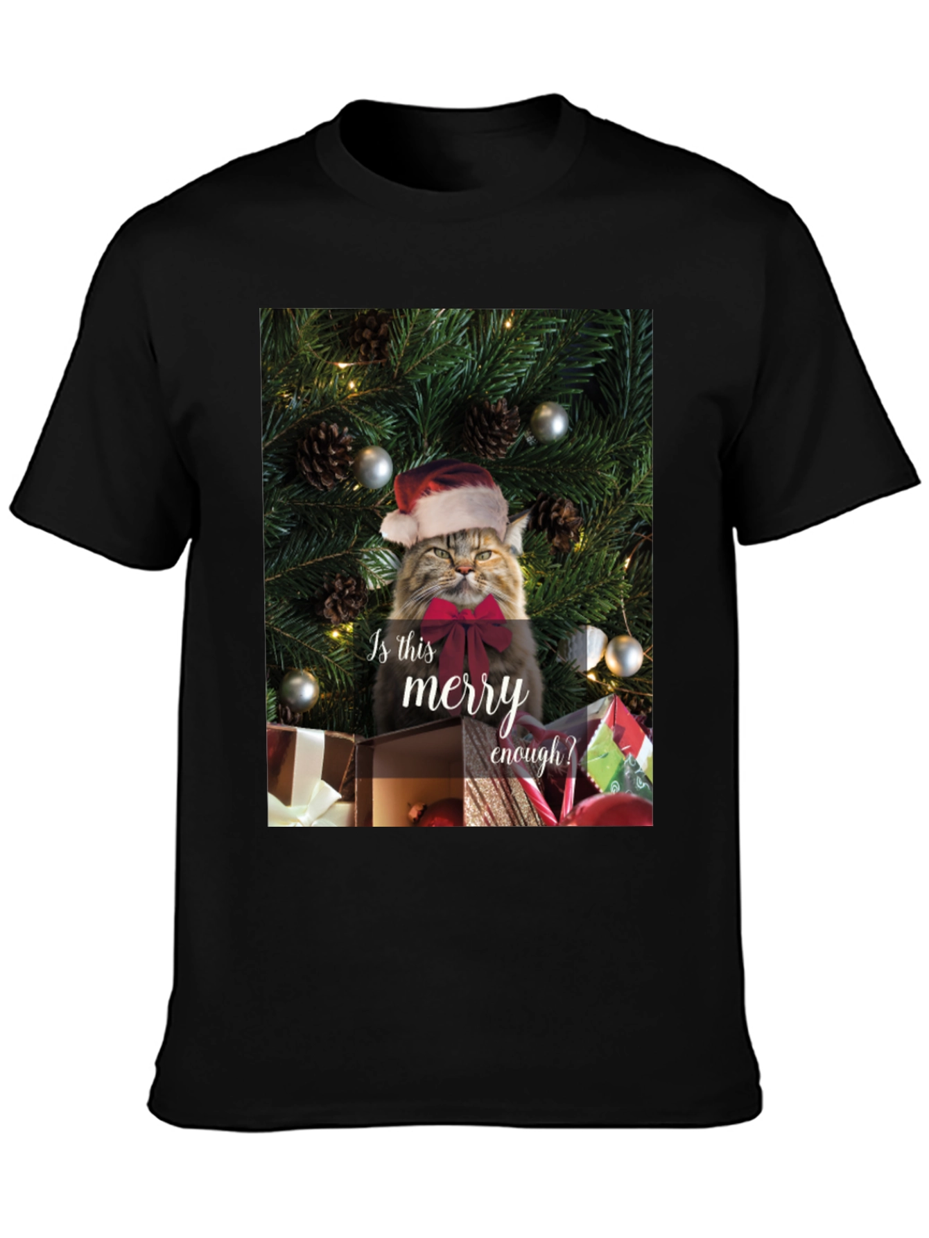 Merry Cat Christmas T-Shirt - Holiday Humor