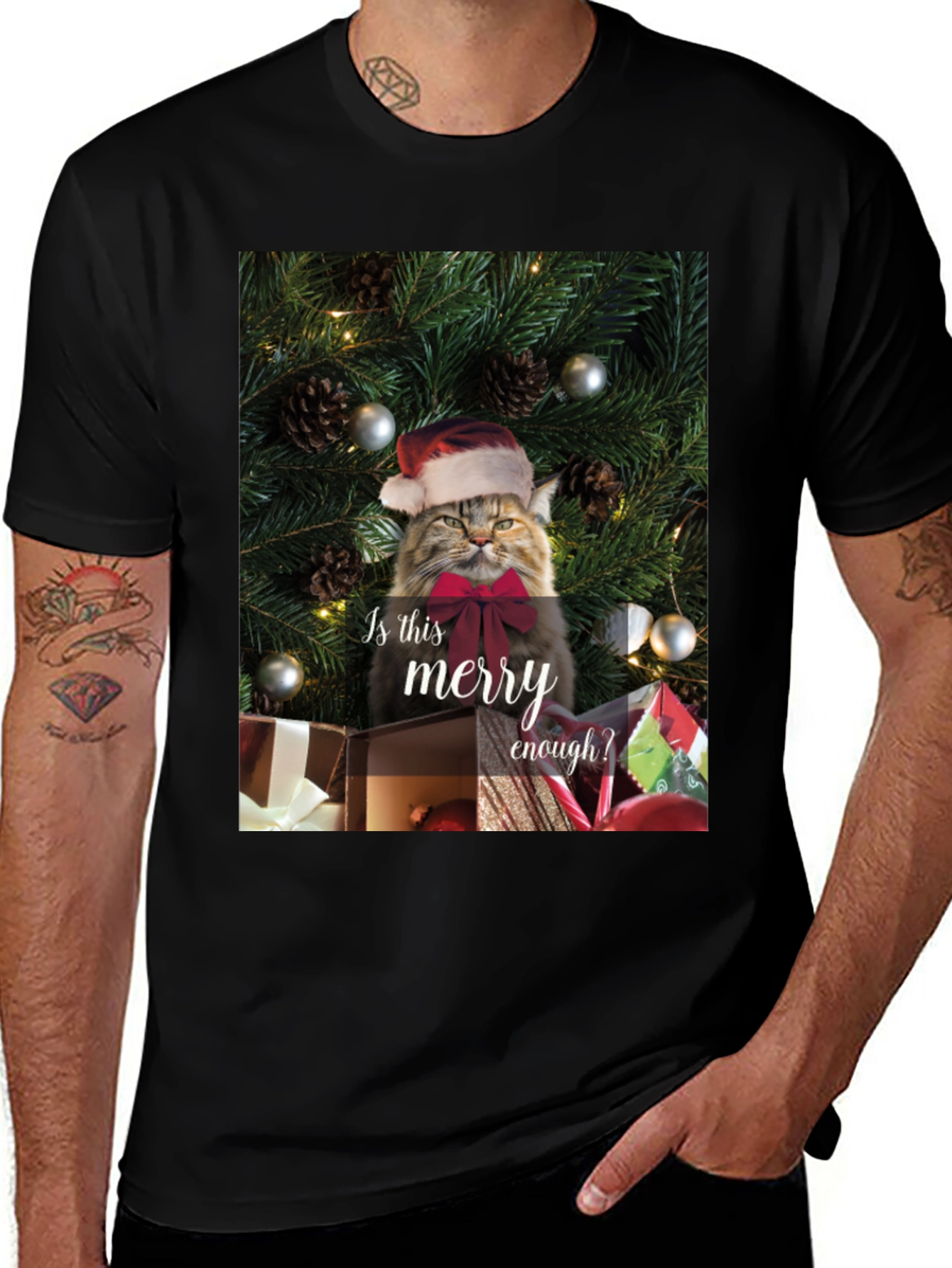 Merry Cat Christmas T-Shirt - Holiday Humor