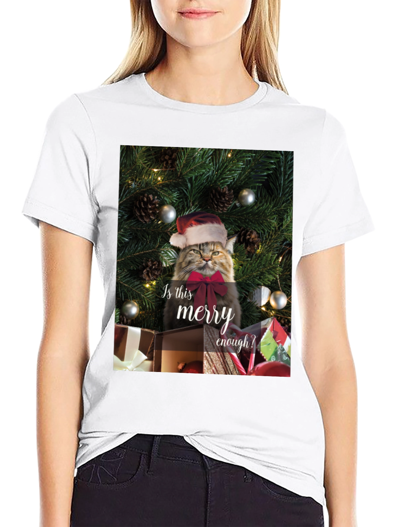 Merry Cat Christmas T-Shirt - Holiday Humor