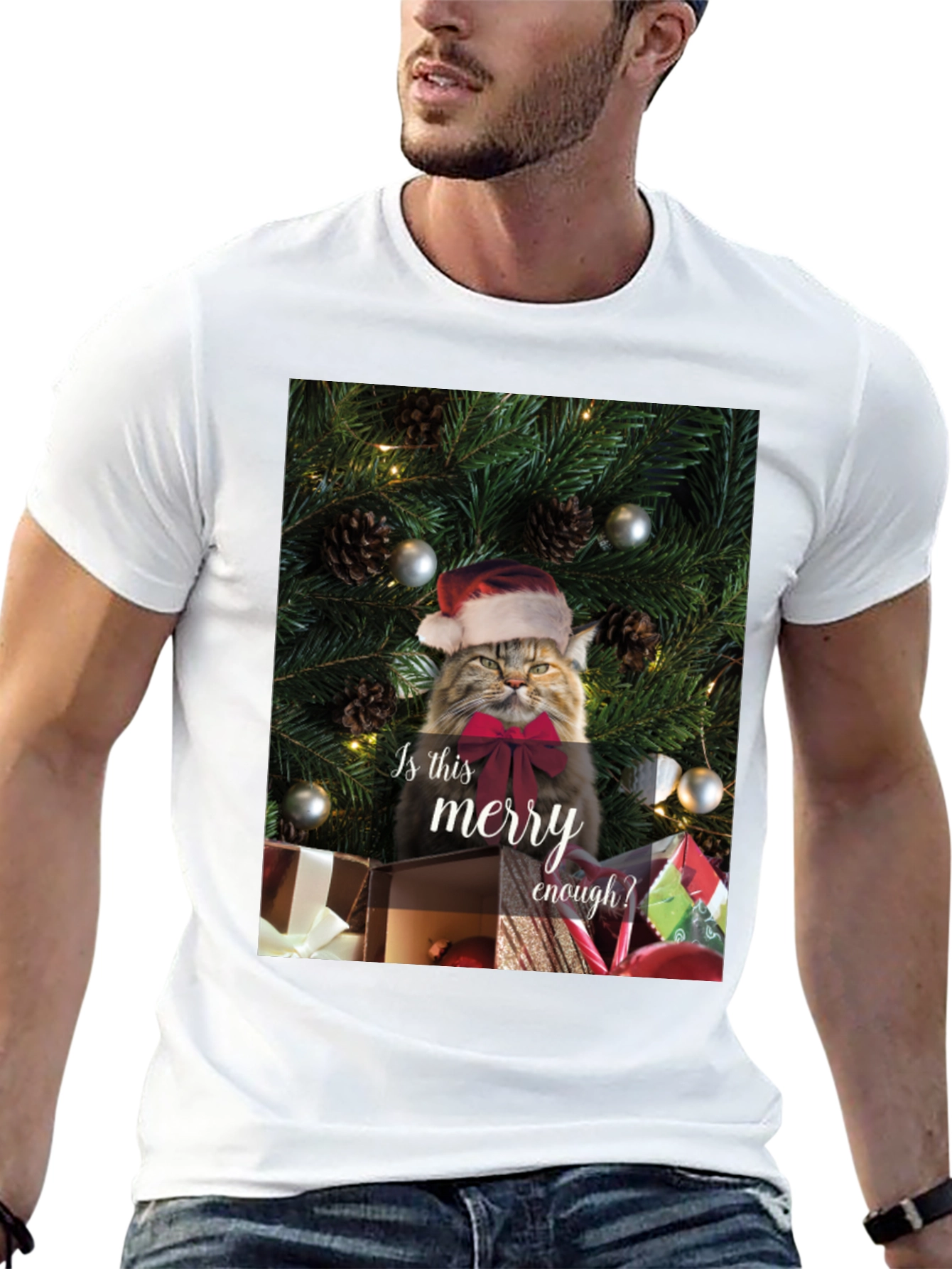 Merry Cat Christmas T-Shirt - Holiday Humor