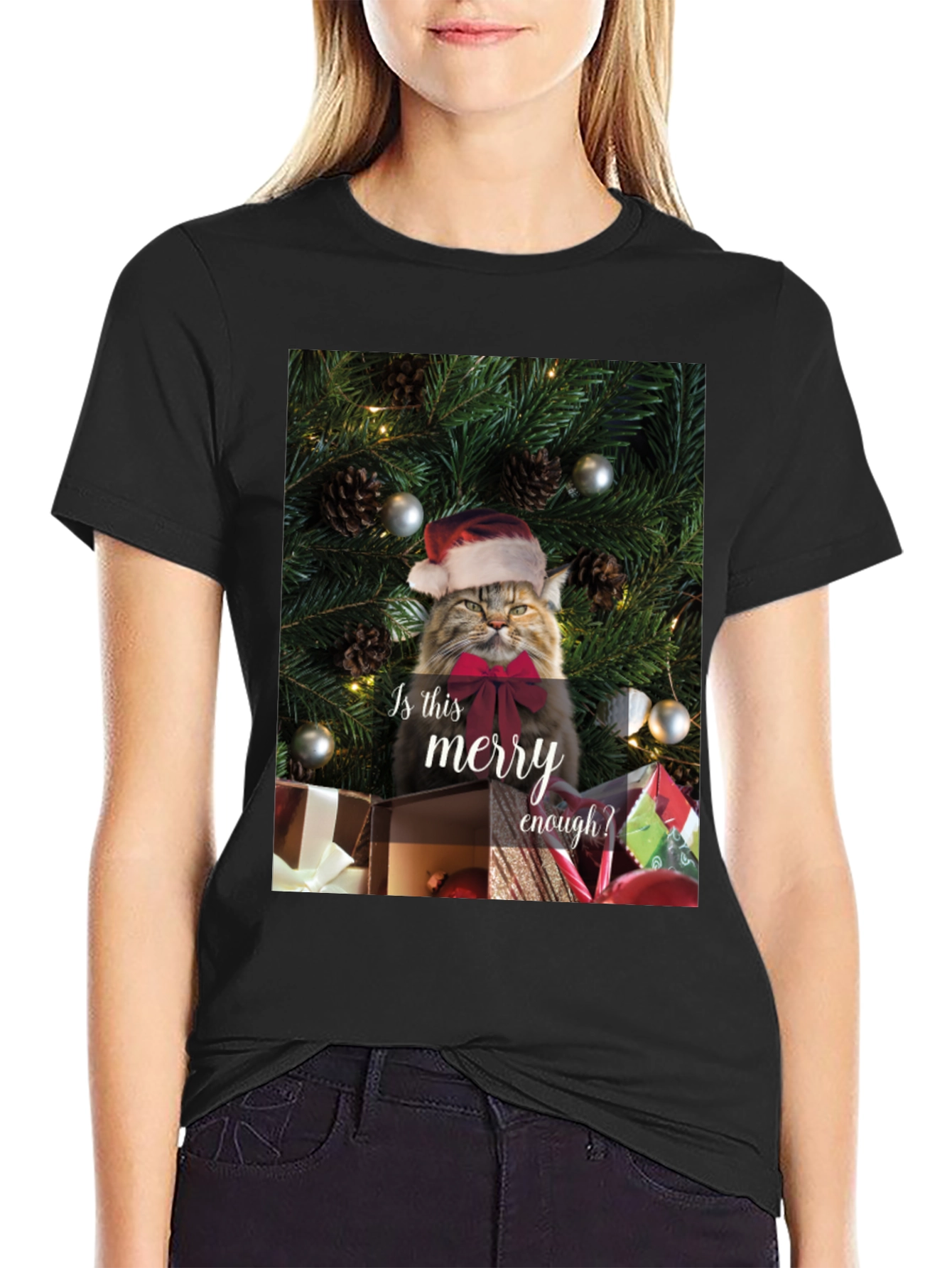 Merry Cat Christmas T-Shirt - Holiday Humor