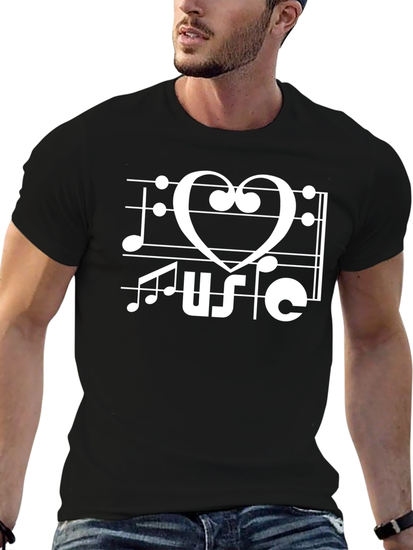 Music Lover T-Shirt - Heart Treble Clef Design