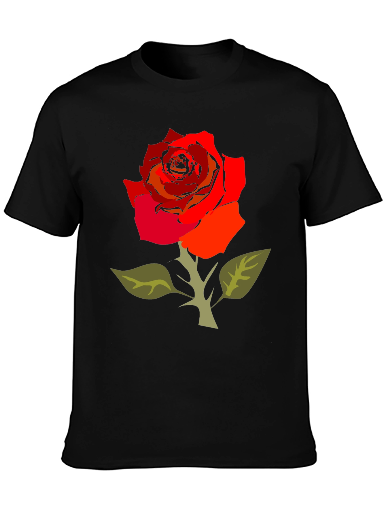 Bold Rose Graphic Tee - Black Cotton Blend