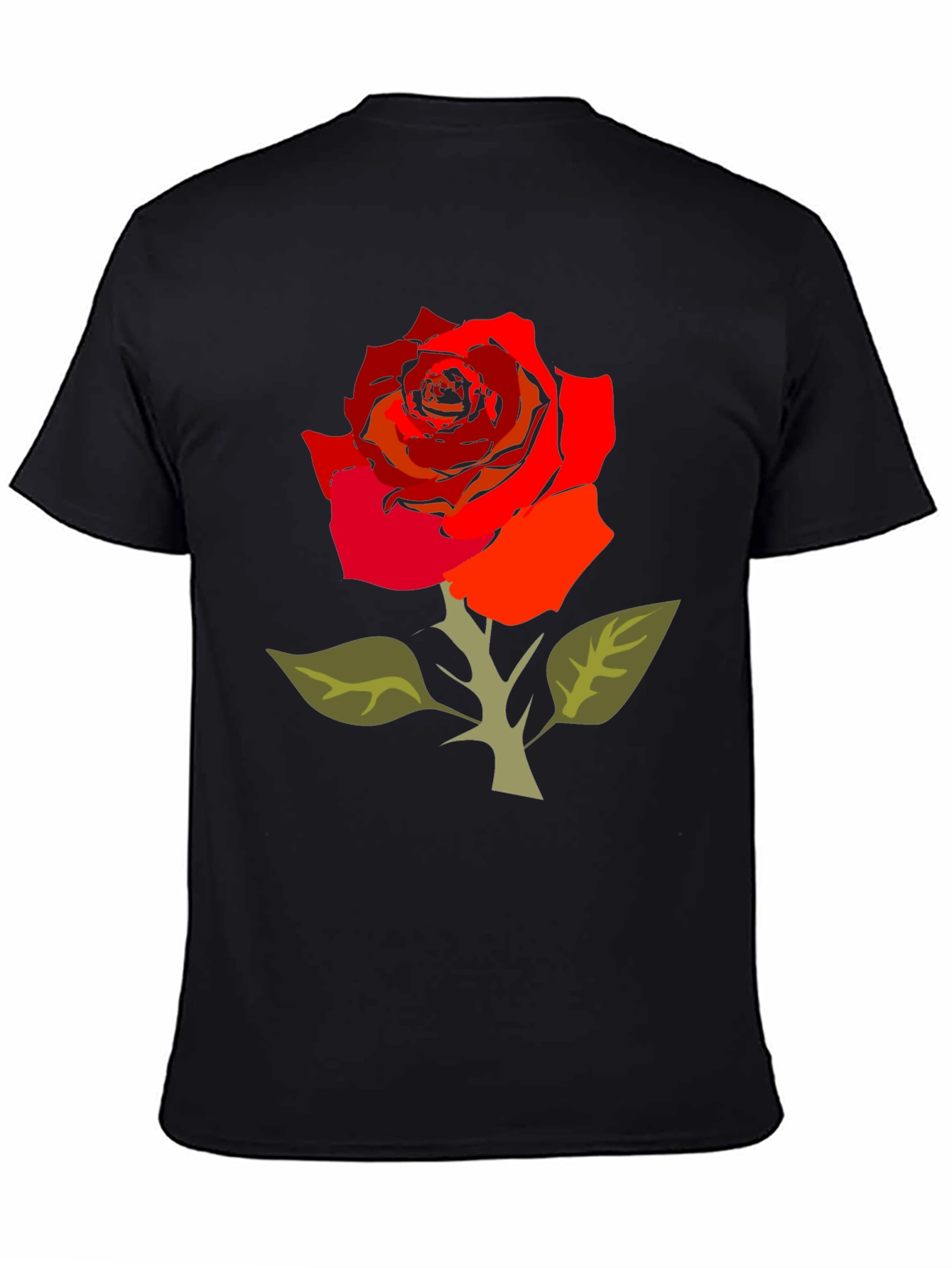 Bold Rose Graphic Tee - Black Cotton Blend