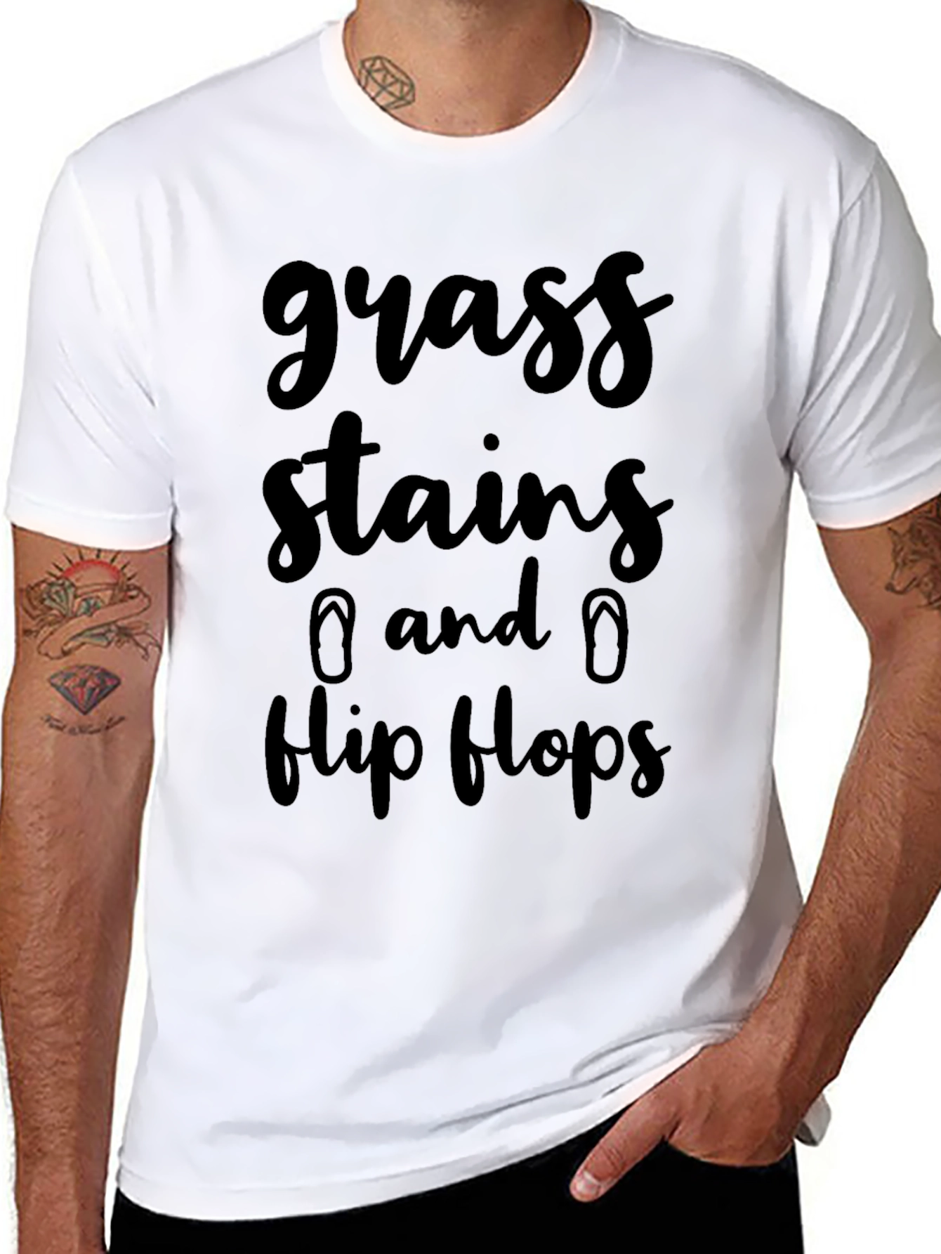 Grass Stains & Flip Flops Black T-Shirt