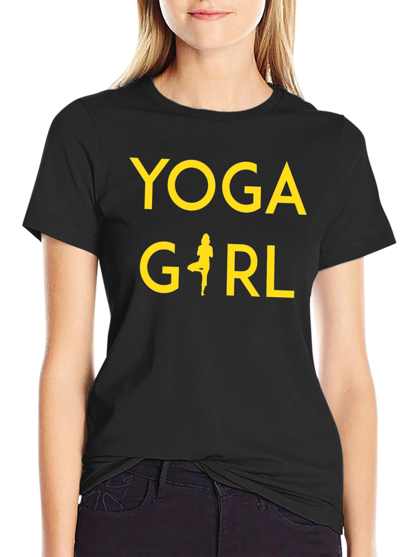 Yoga Girl Black T-Shirt - Fitness Apparel