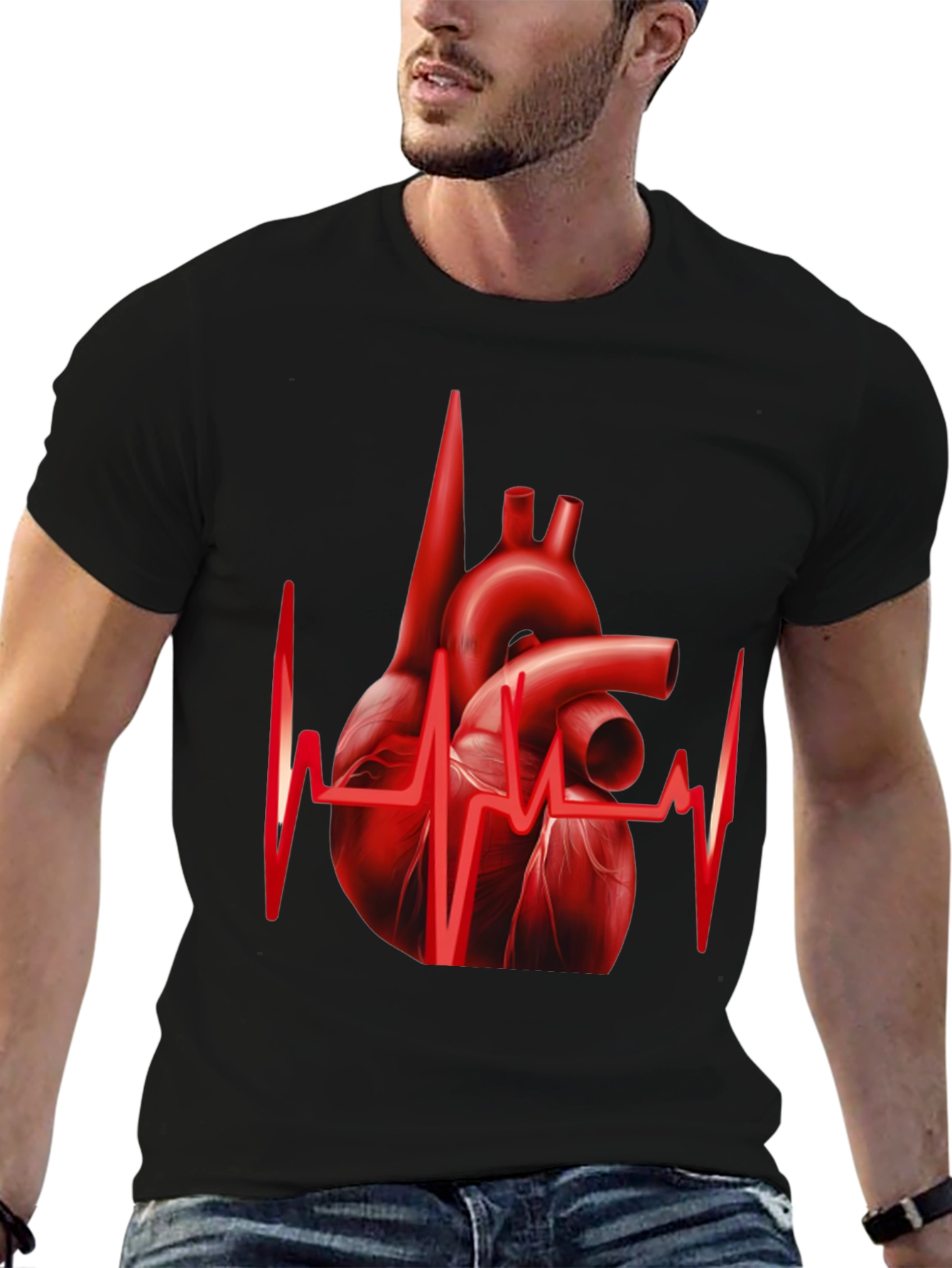 Anatomical Heartbeat Graphic Tee - Black