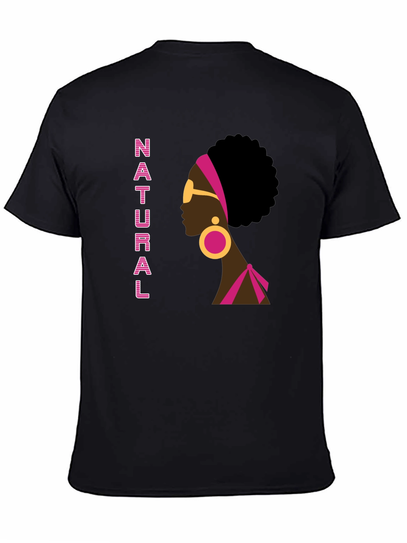 Natural Afro Woman Graphic Tee - Stylish Black T-Shirt