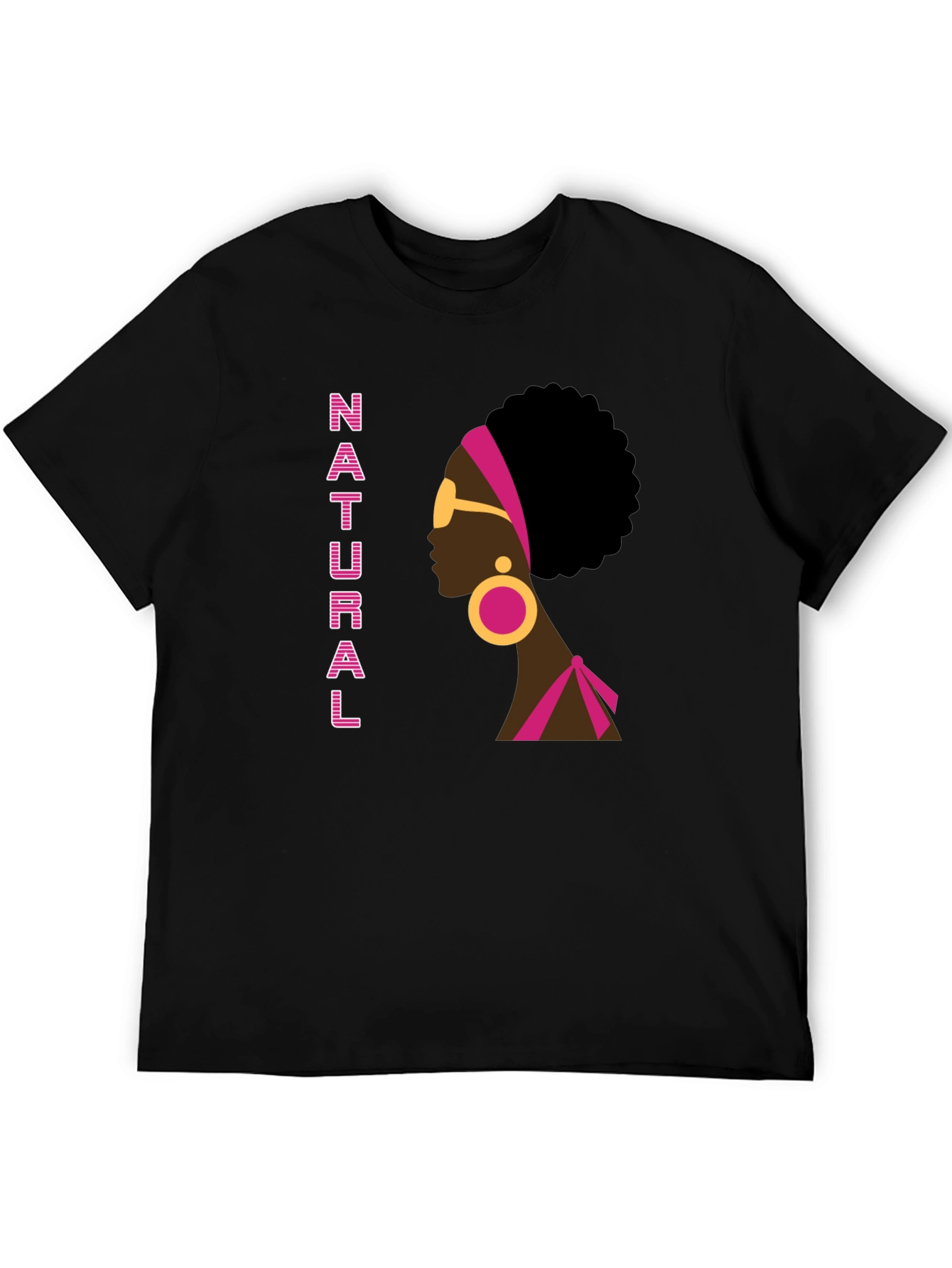 Natural Afro Woman Graphic Tee - Stylish Black T-Shirt