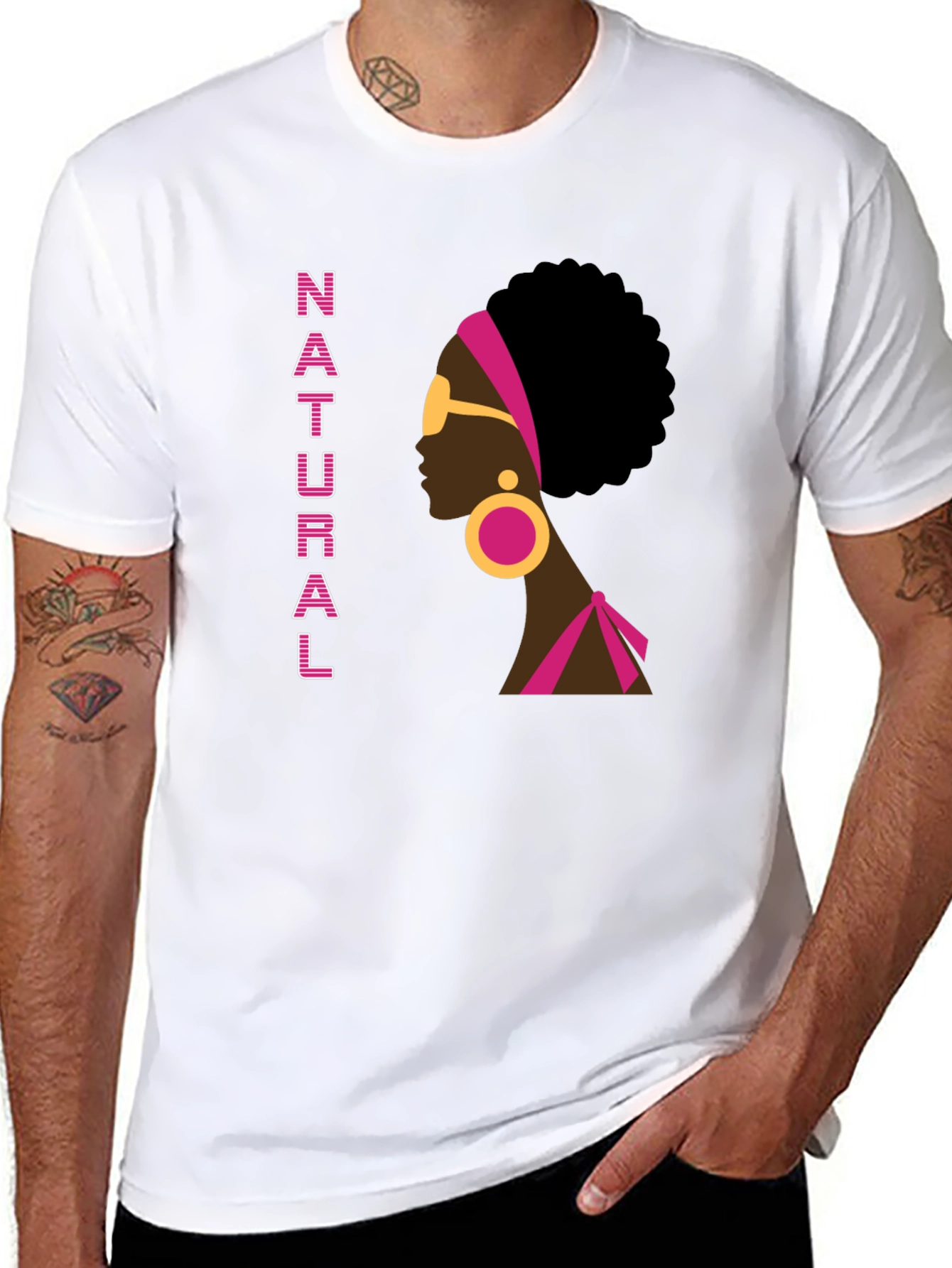 Natural Afro Woman Graphic Tee - Stylish Black T-Shirt