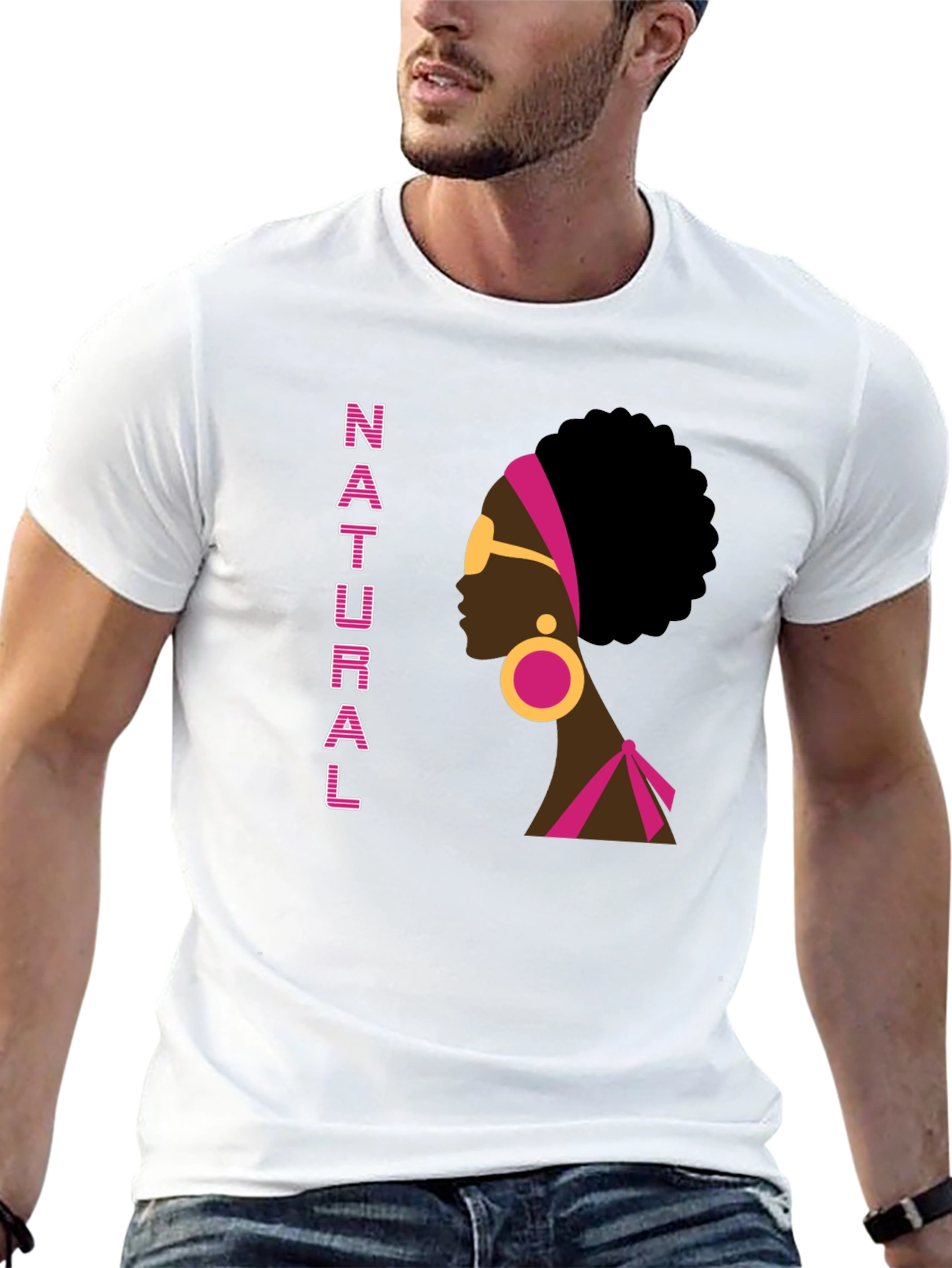 Natural Afro Woman Graphic Tee - Stylish Black T-Shirt
