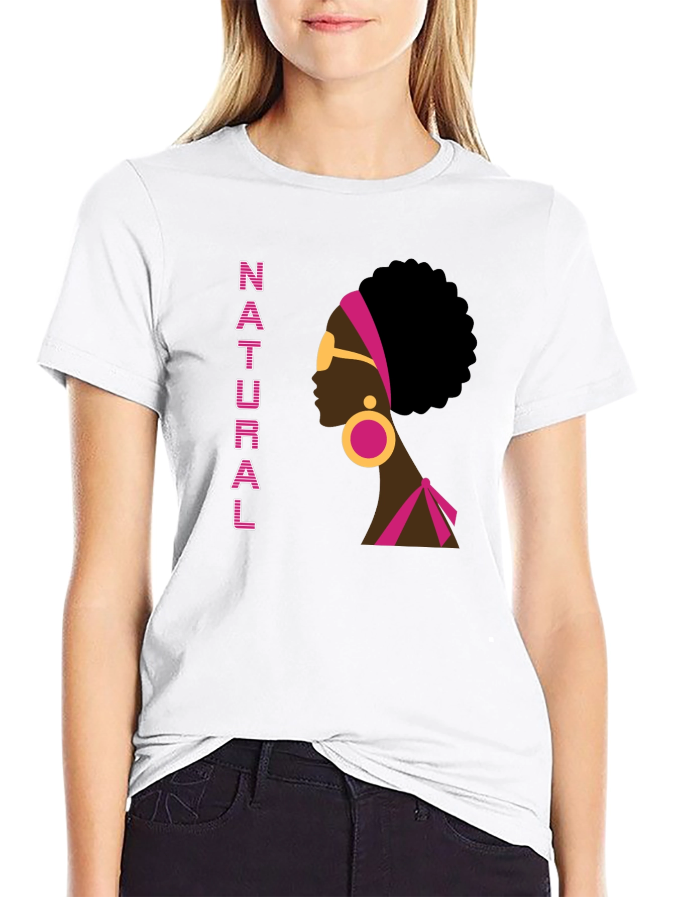 Natural Afro Woman Graphic Tee - Stylish Black T-Shirt