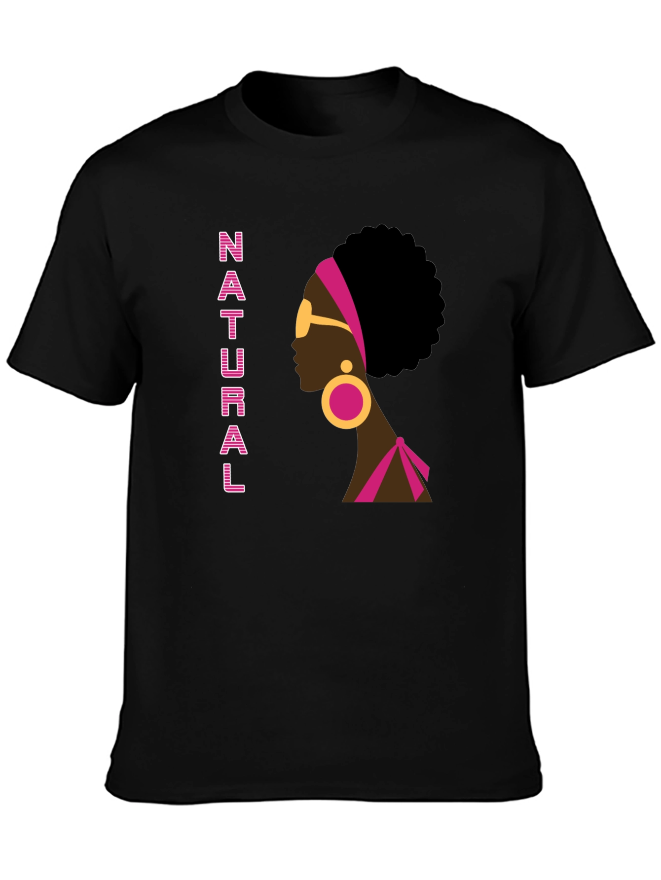 Natural Afro Woman Graphic Tee - Stylish Black T-Shirt