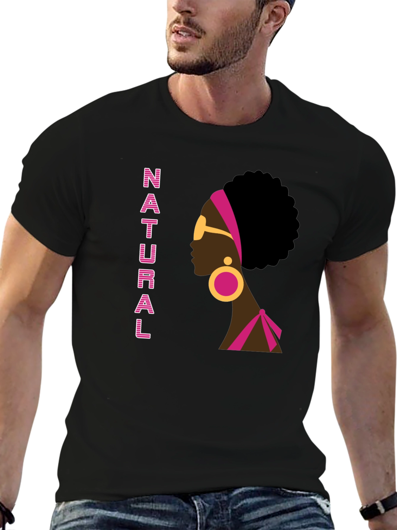 Natural Afro Woman Graphic Tee - Stylish Black T-Shirt