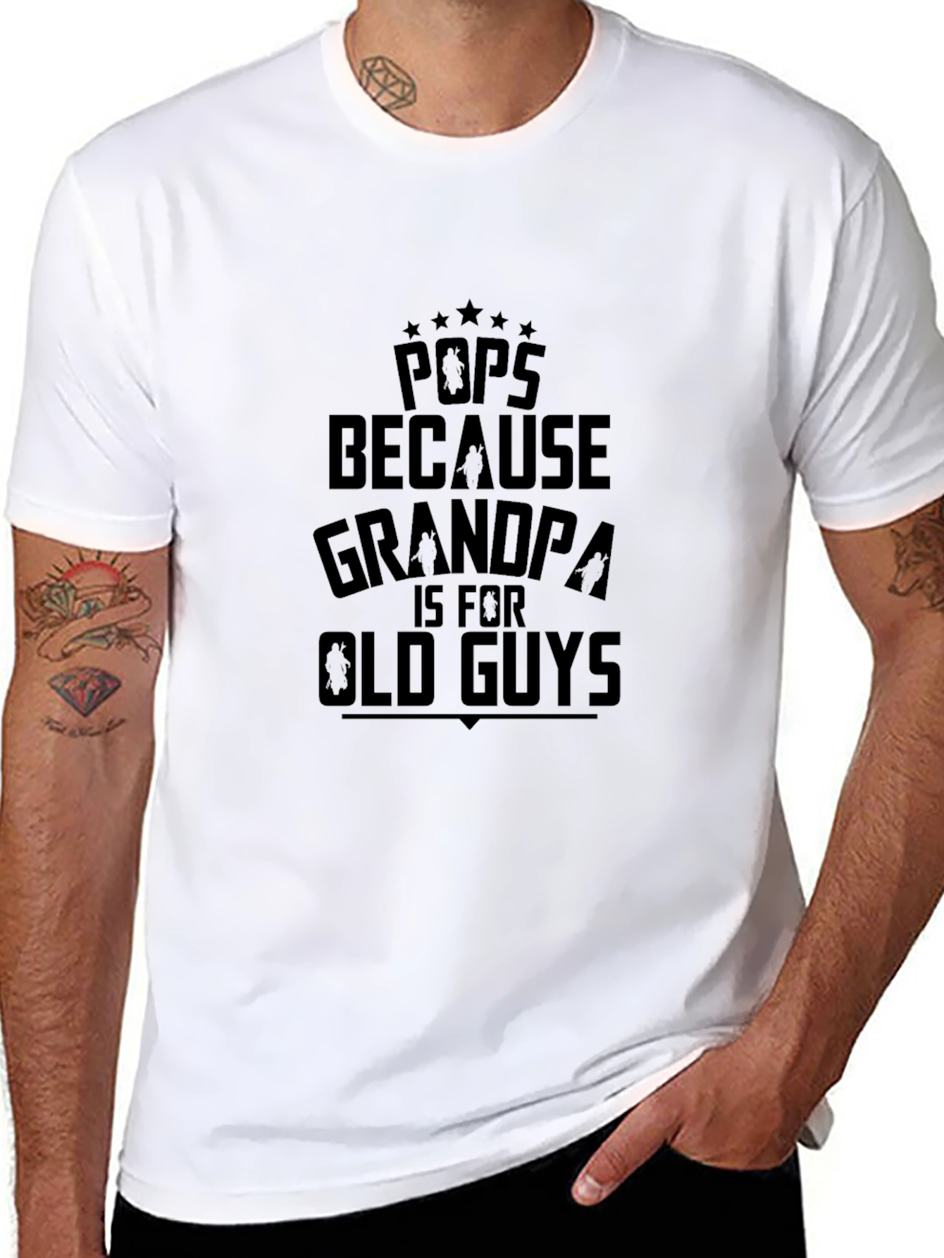 Pops Grandpa Old Guys Mens Black Graphic Tee