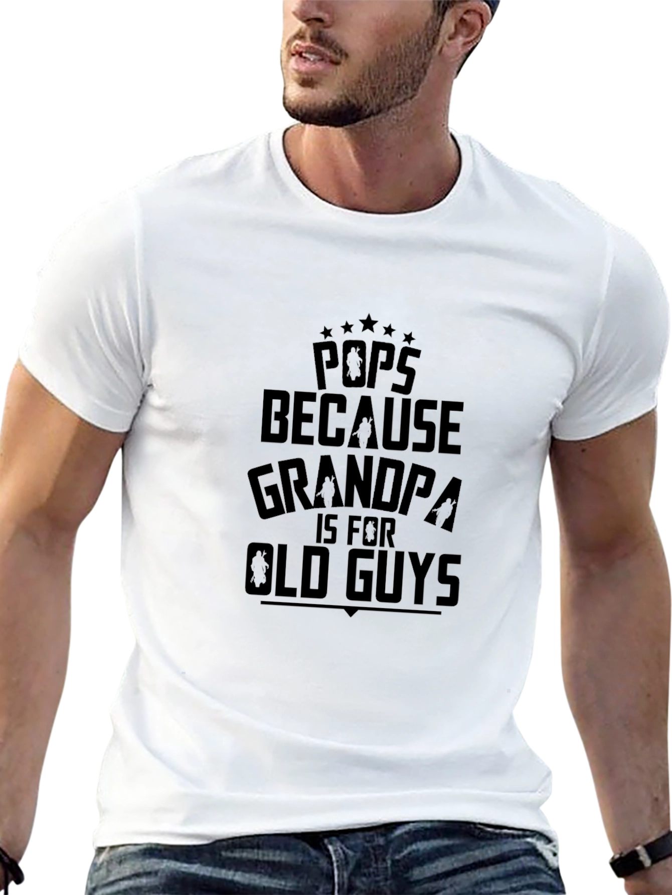 Pops Grandpa Old Guys Mens Black Graphic Tee