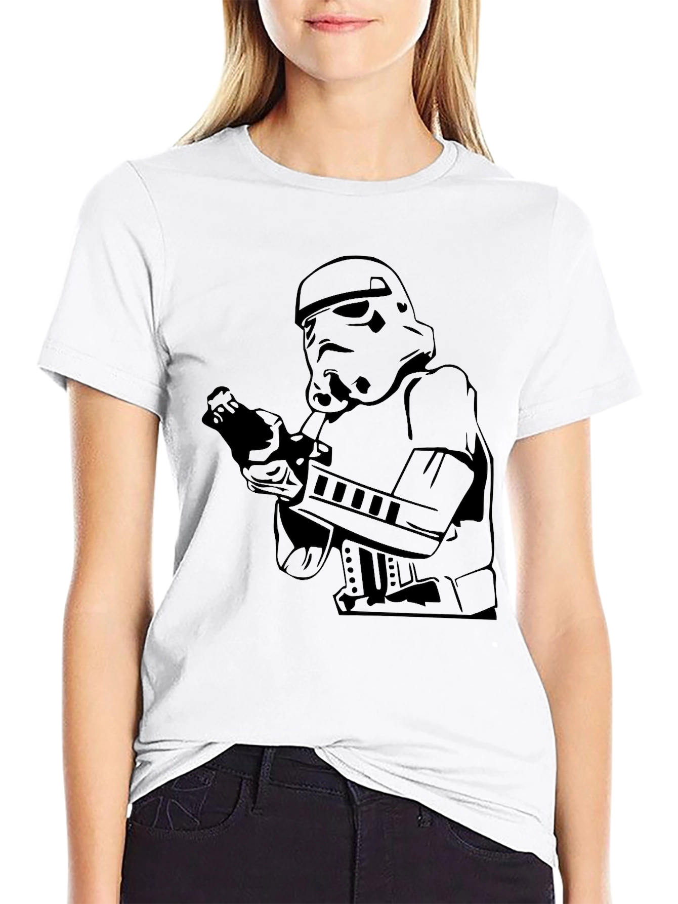 Stormtrooper Graphic Tee - Black Cotton Blend T-Shirt
