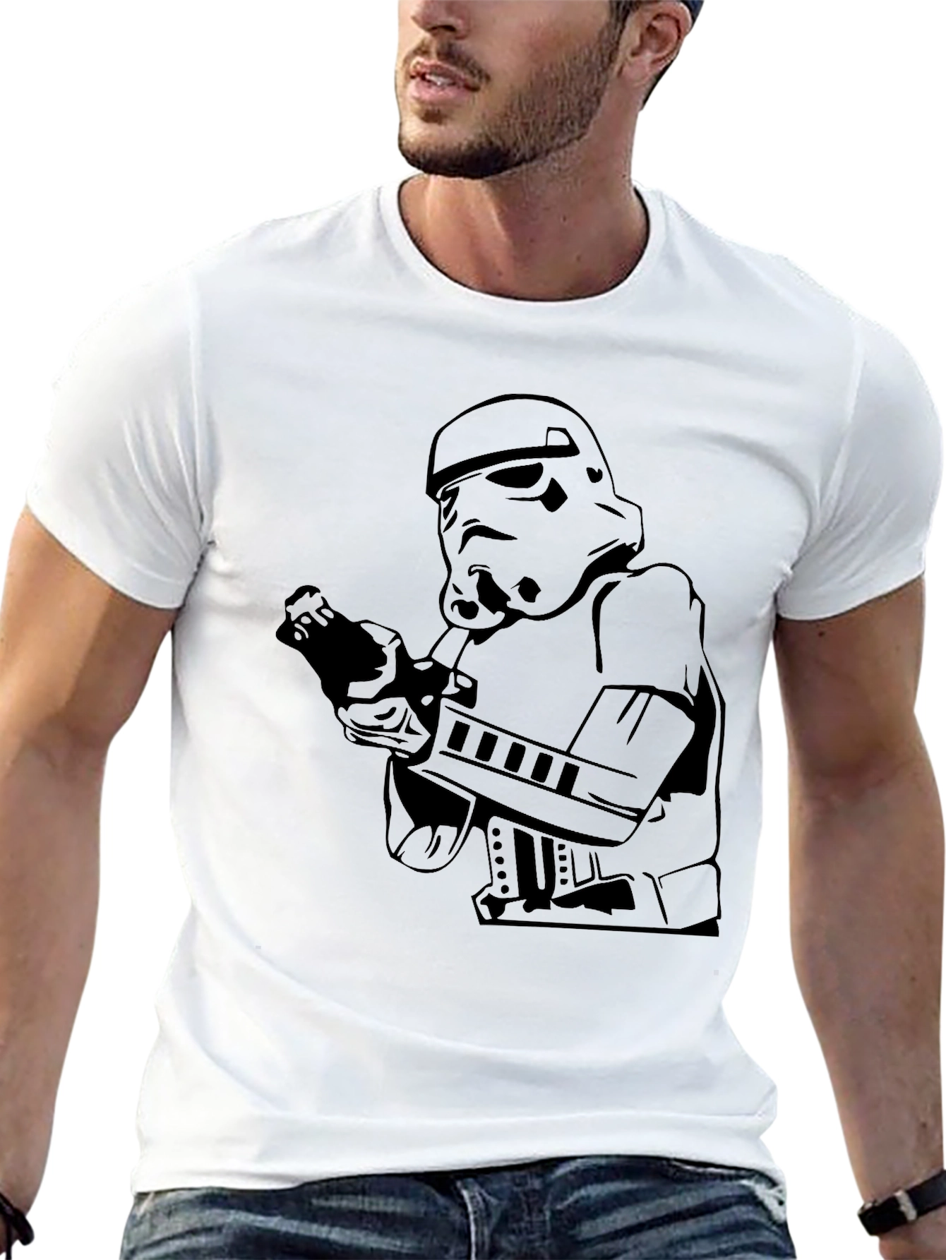 Stormtrooper Graphic Tee - Black Cotton Blend T-Shirt