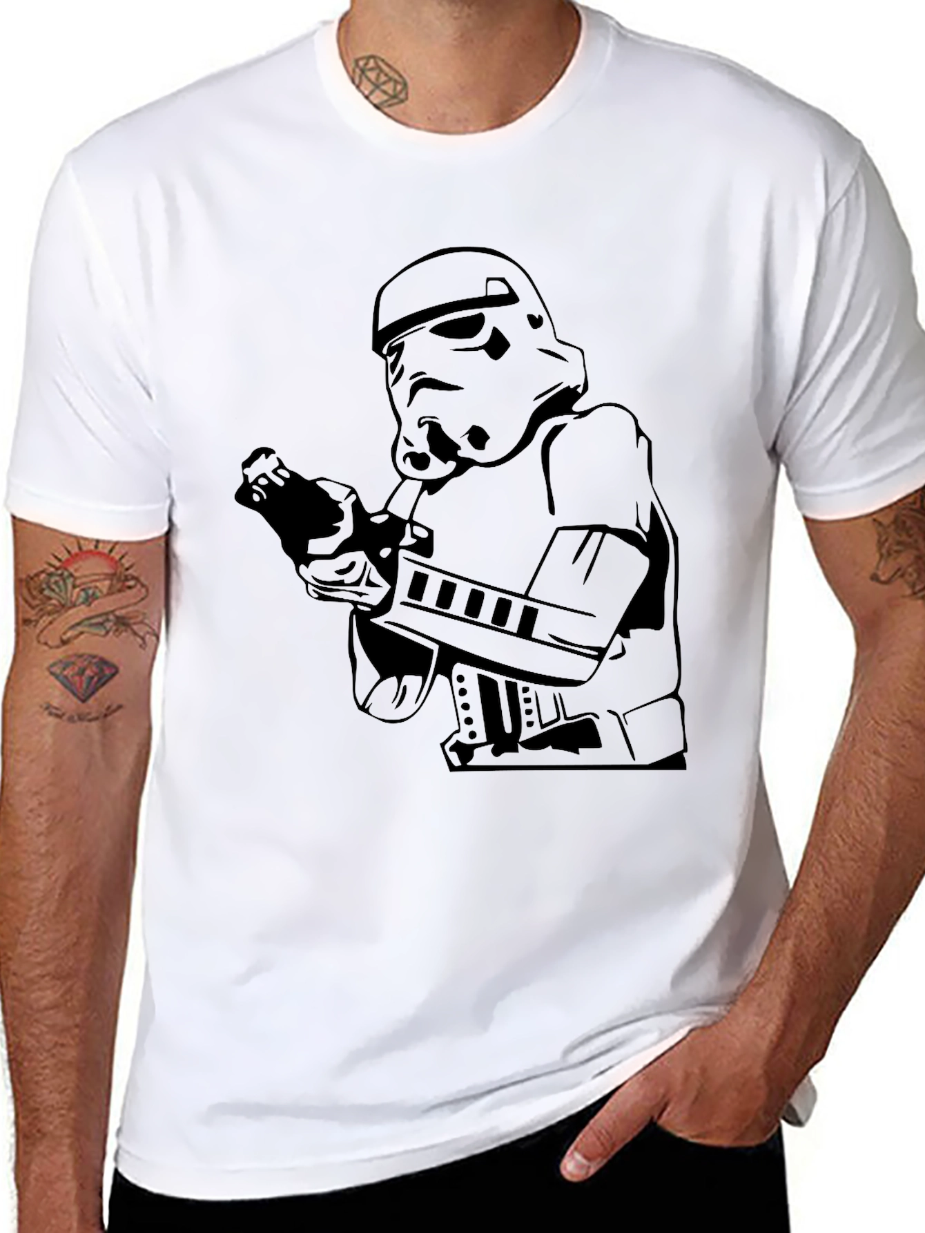 Stormtrooper Graphic Tee - Black Cotton Blend T-Shirt