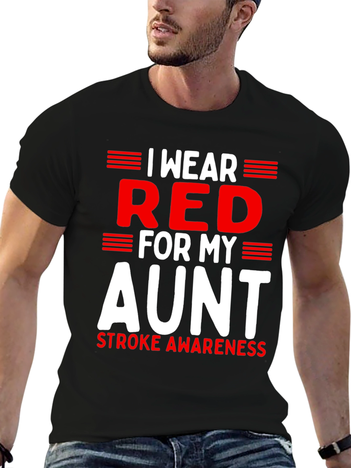 Red Stroke Awareness Aunt T-Shirt