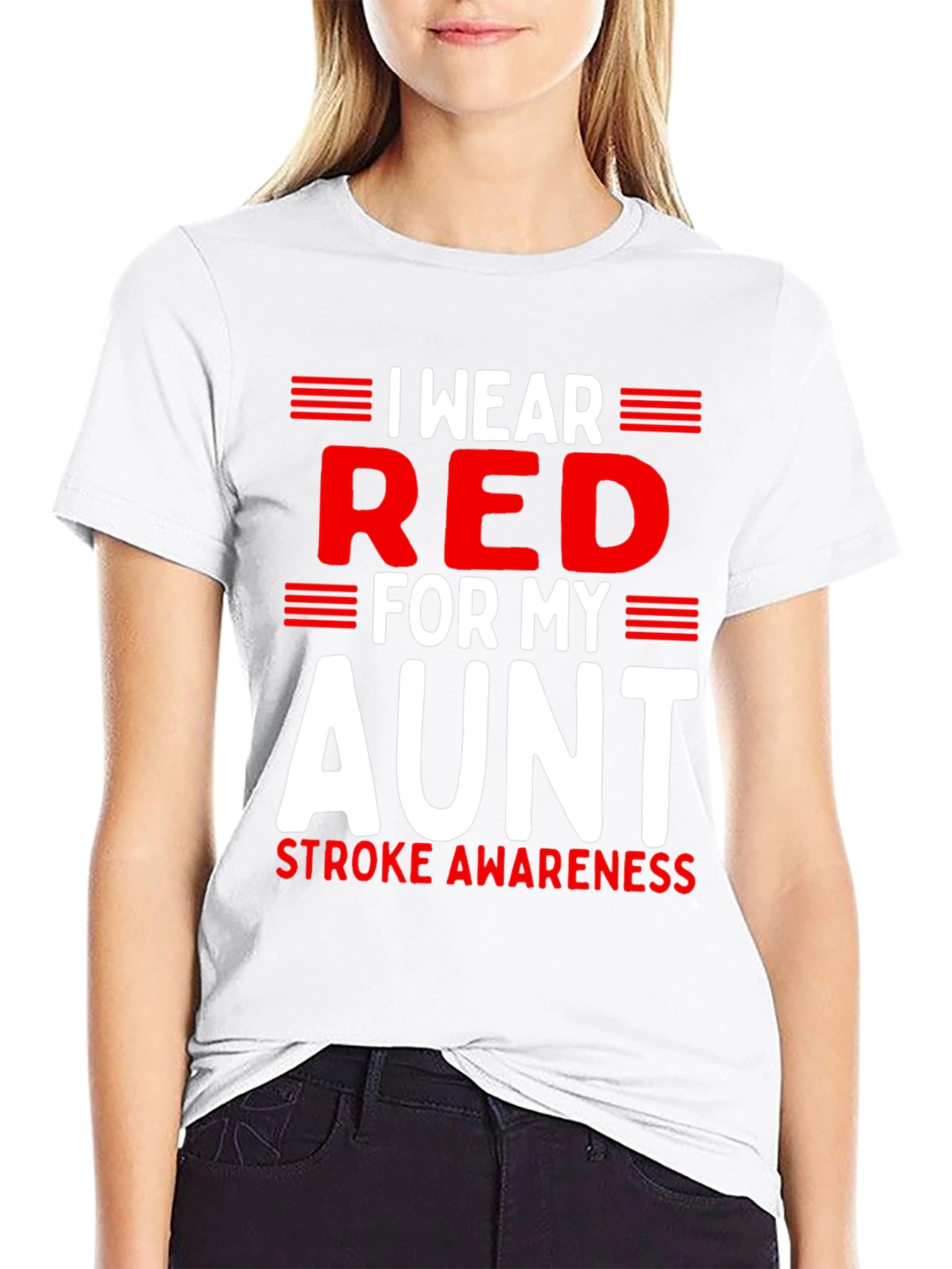 Red Stroke Awareness Aunt T-Shirt