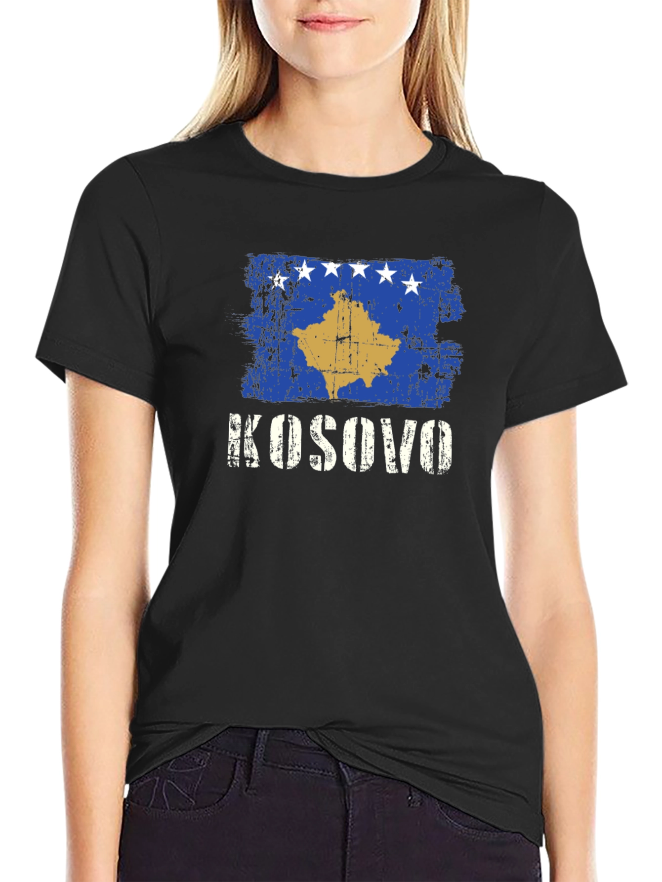 Kosovo Flag T-Shirt - Distressed Design