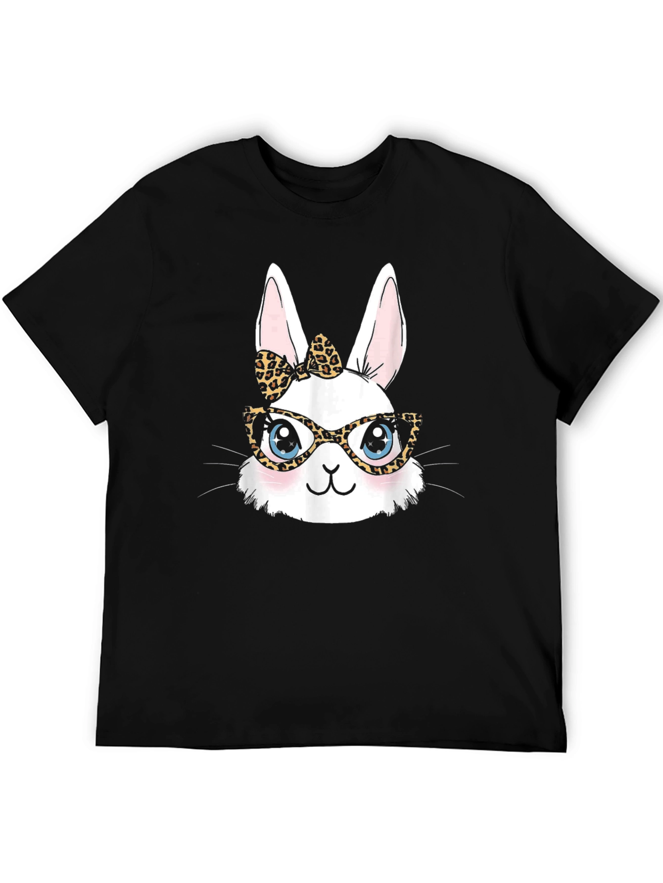 Bunny Leopard Print Bow & Glasses T-Shirt