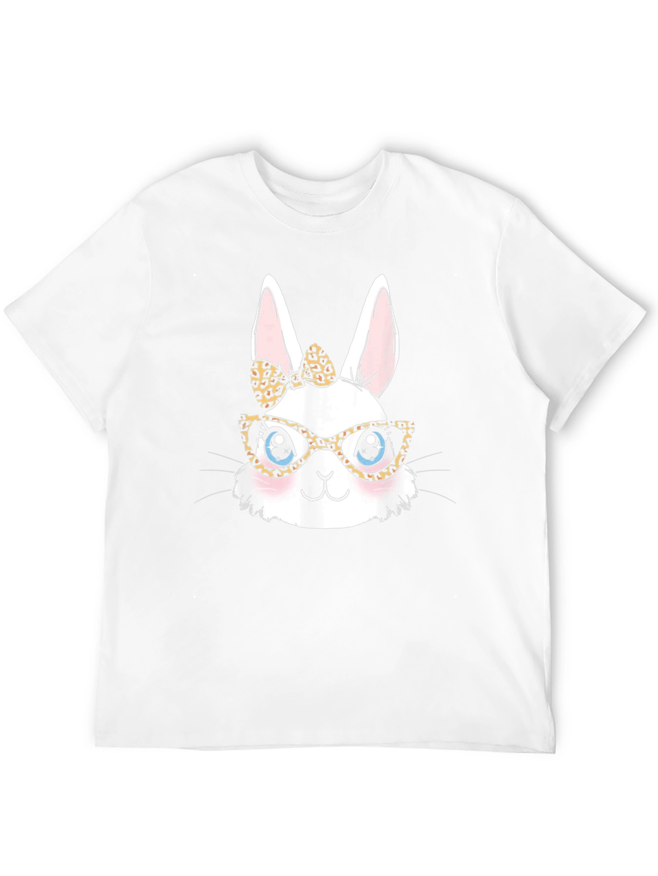 Bunny Leopard Print Bow & Glasses T-Shirt