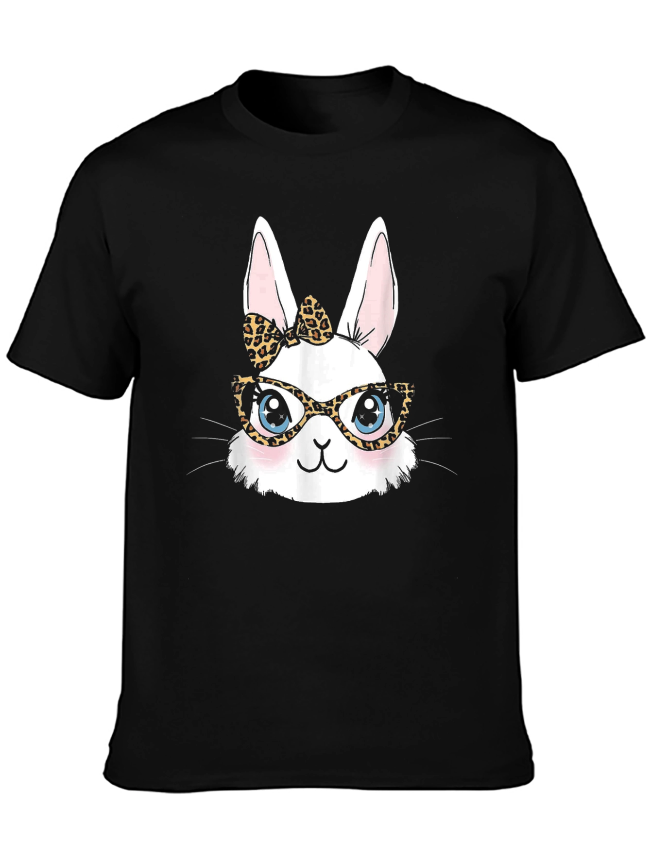 Bunny Leopard Print Bow & Glasses T-Shirt