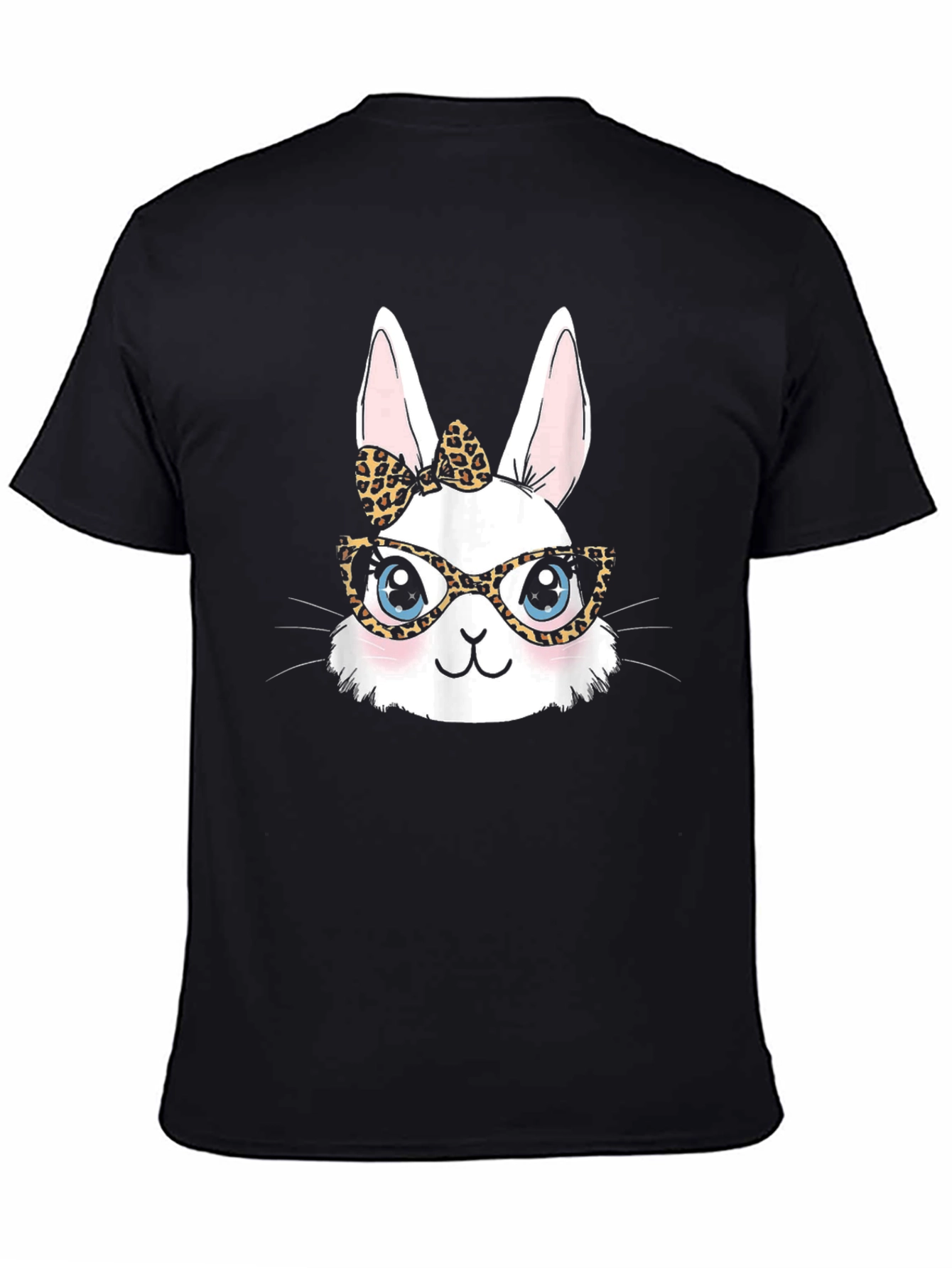 Bunny Leopard Print Bow & Glasses T-Shirt