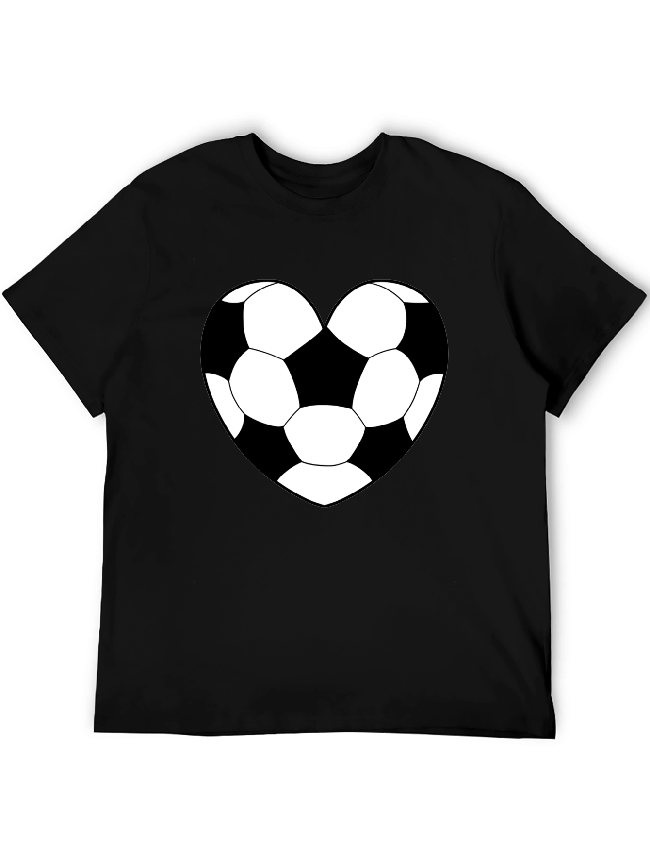 Soccer Heart T-Shirt - Black Sporty Graphic Tee