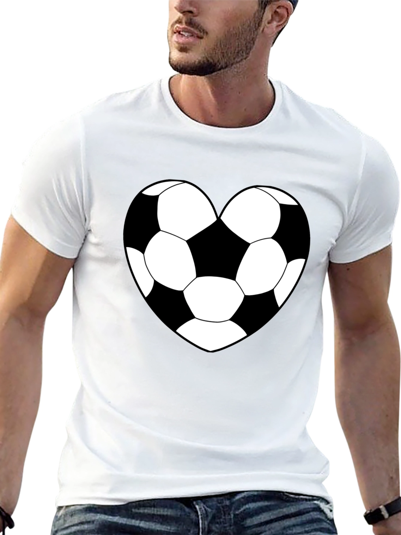 Soccer Heart T-Shirt - Black Sporty Graphic Tee