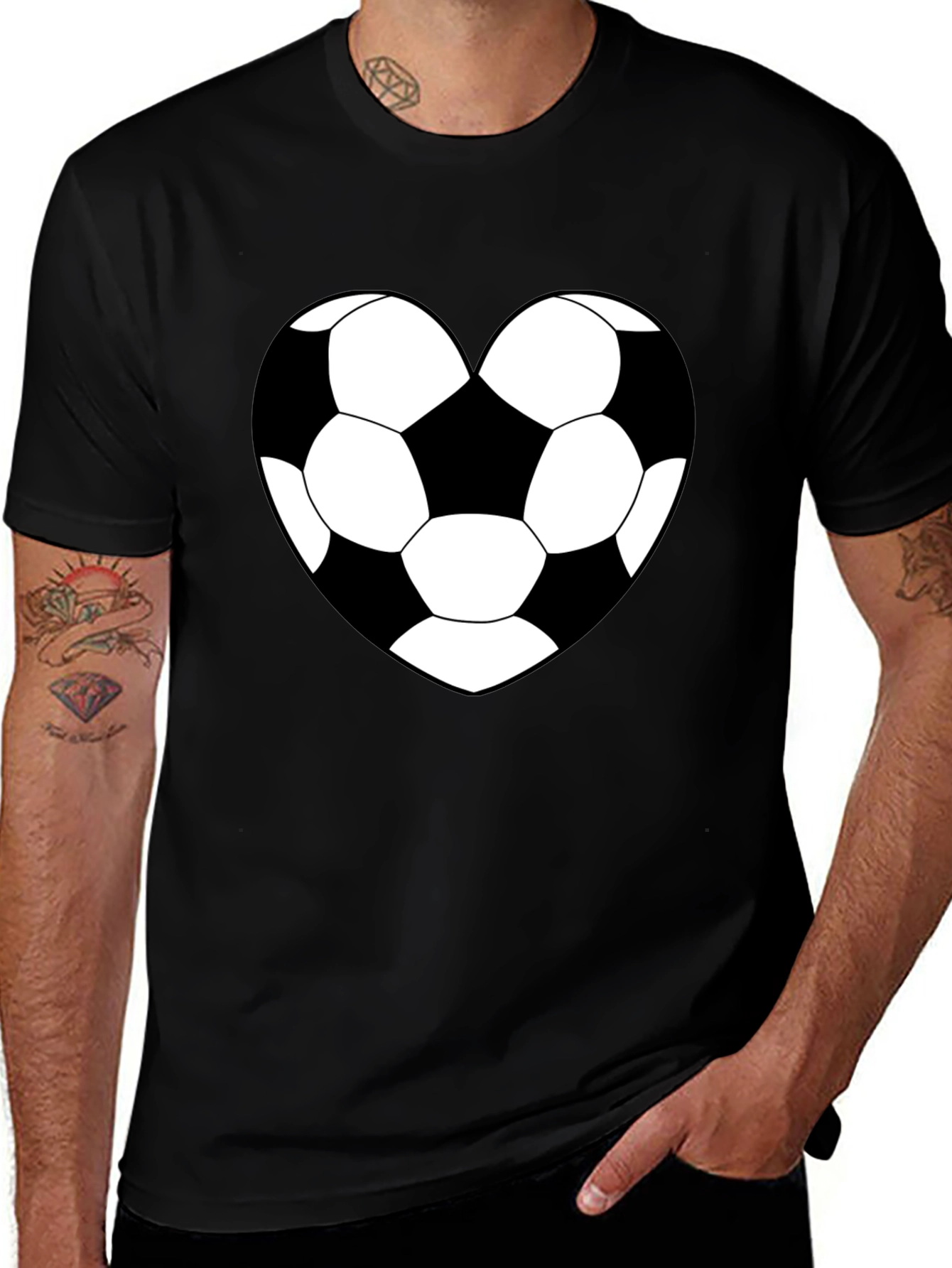 Soccer Heart T-Shirt - Black Sporty Graphic Tee