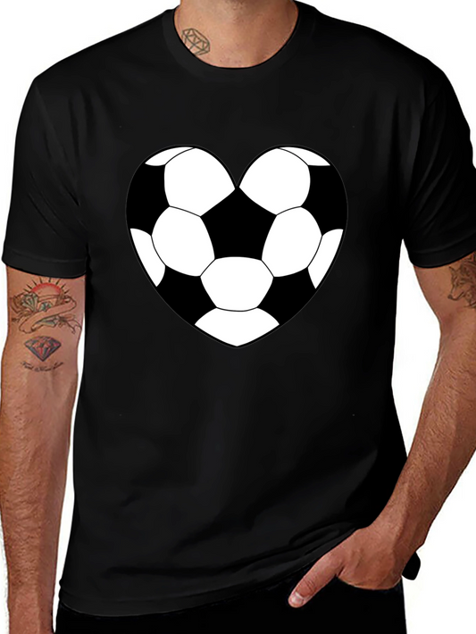 Soccer Heart T-Shirt - Black Sporty Graphic Tee