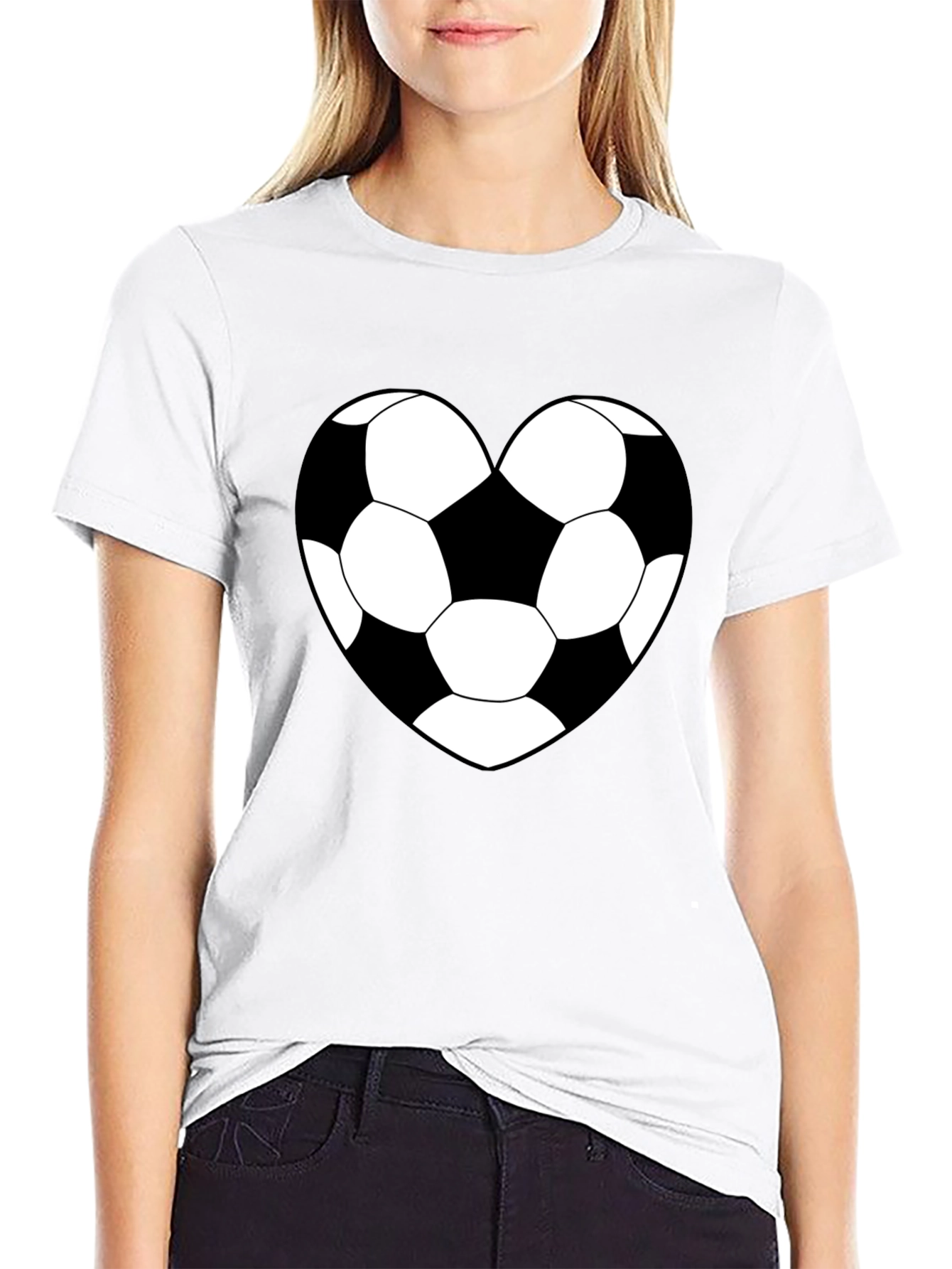 Soccer Heart T-Shirt - Black Sporty Graphic Tee