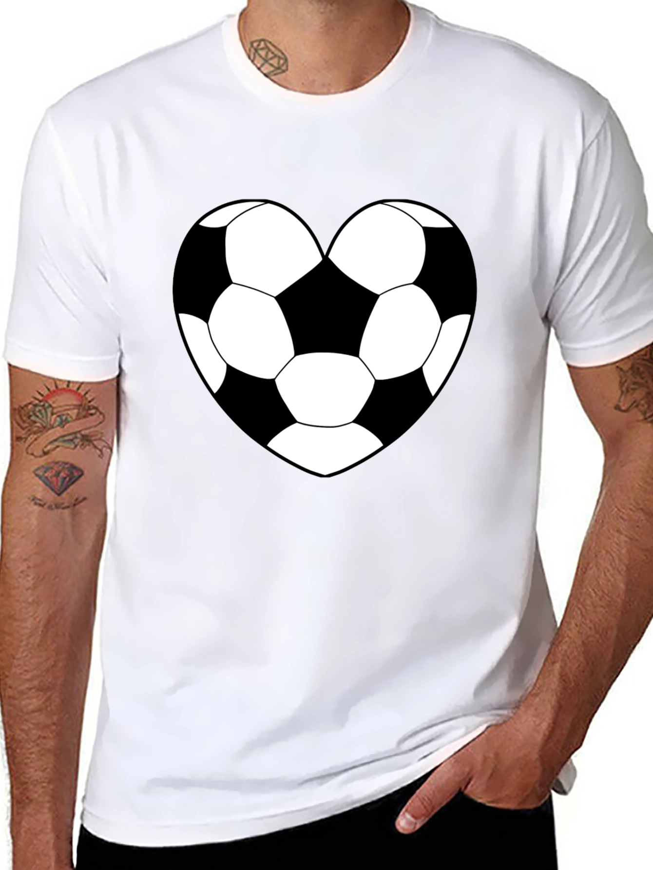 Soccer Heart T-Shirt - Black Sporty Graphic Tee