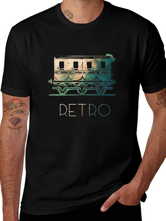 Retro Train Graphic Tee - Vintage Style Train Car