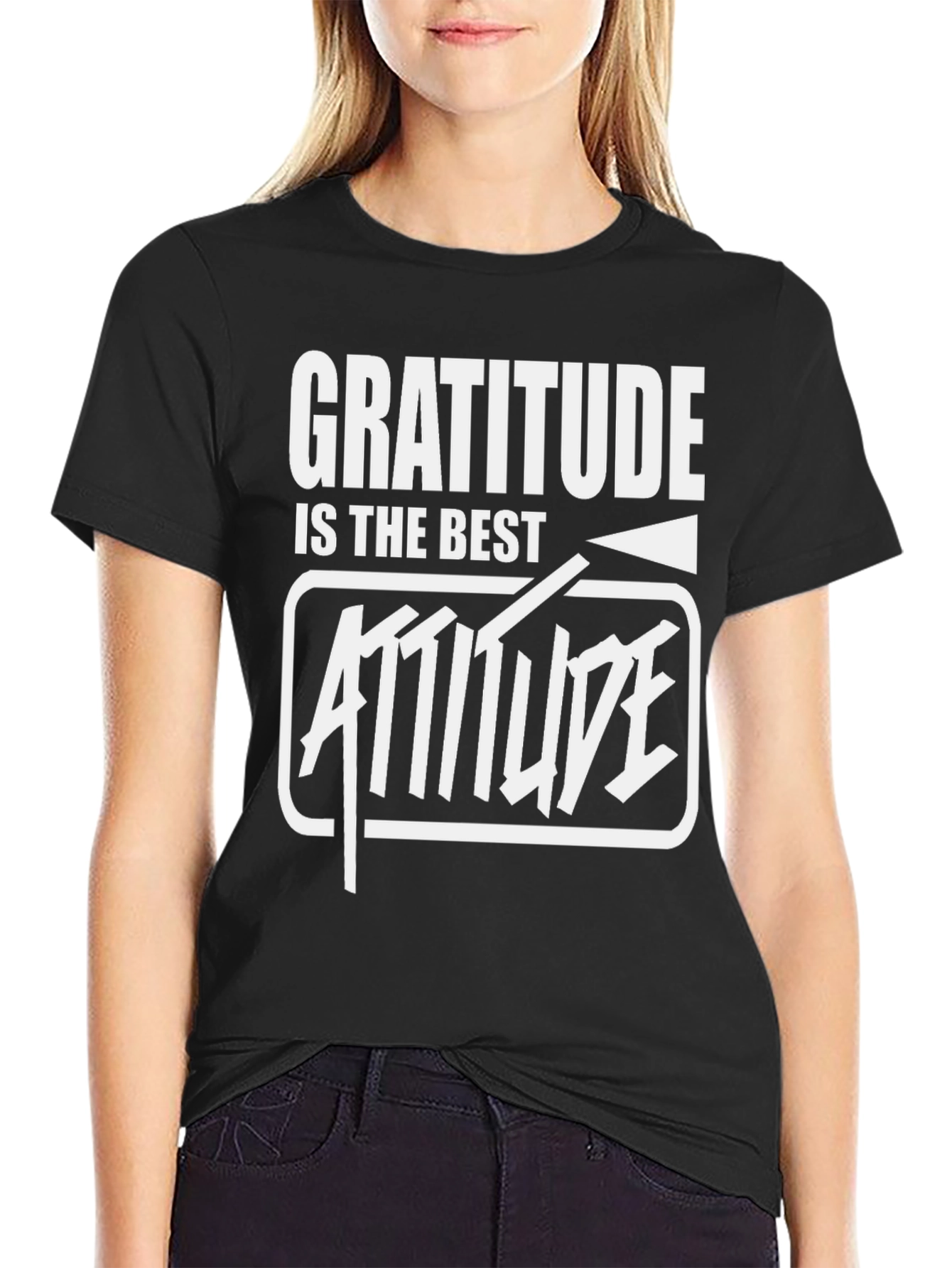 Gratitude Attitude Graphic T-Shirt - Stylish Black Tee