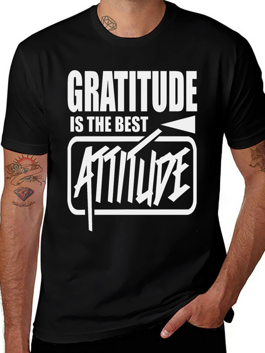 Gratitude Attitude Graphic T-Shirt - Stylish Black Tee
